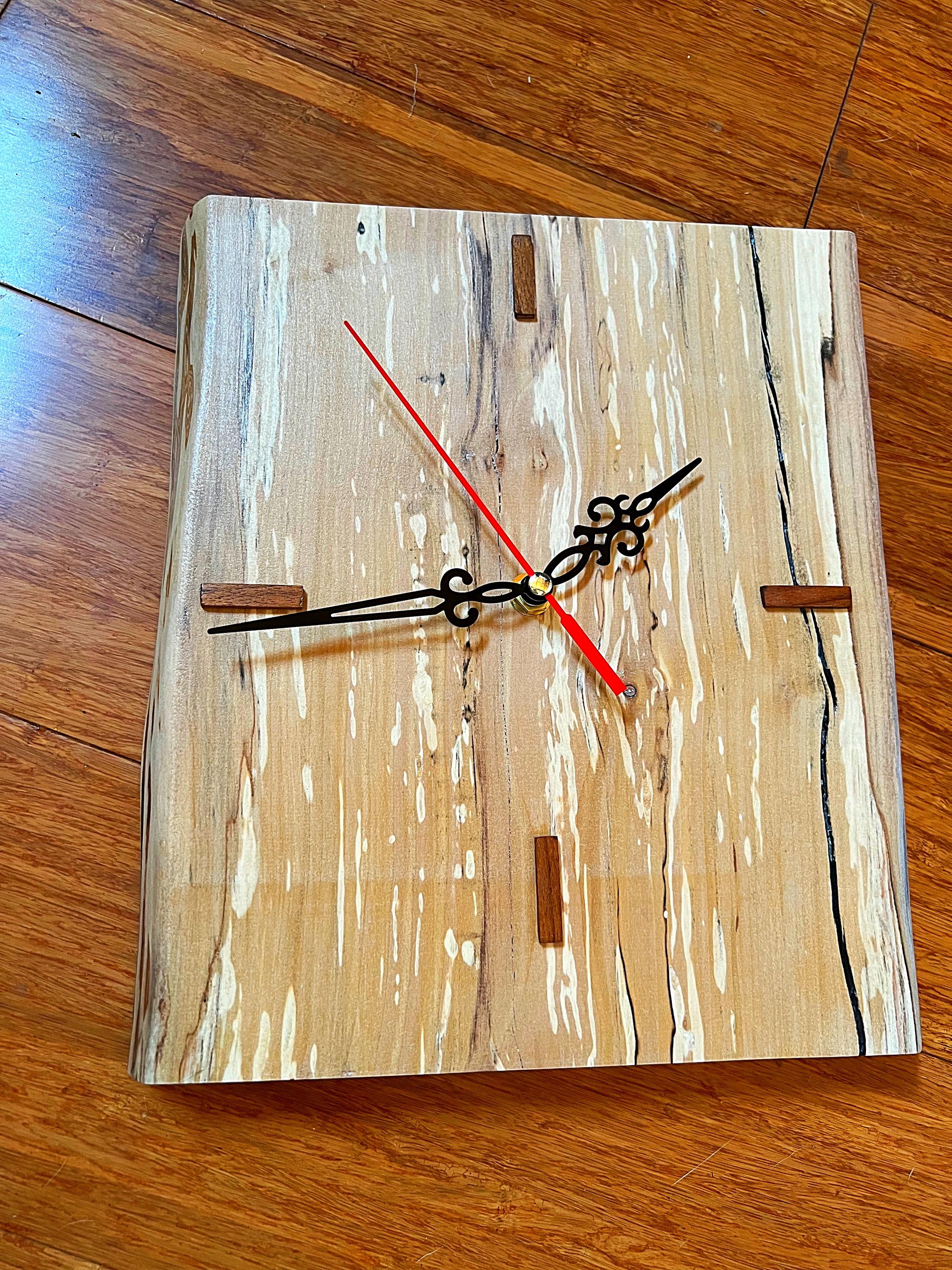 Live-Edge Apple Wood Clock: Handmade Rustic Wall or Desk Decor
