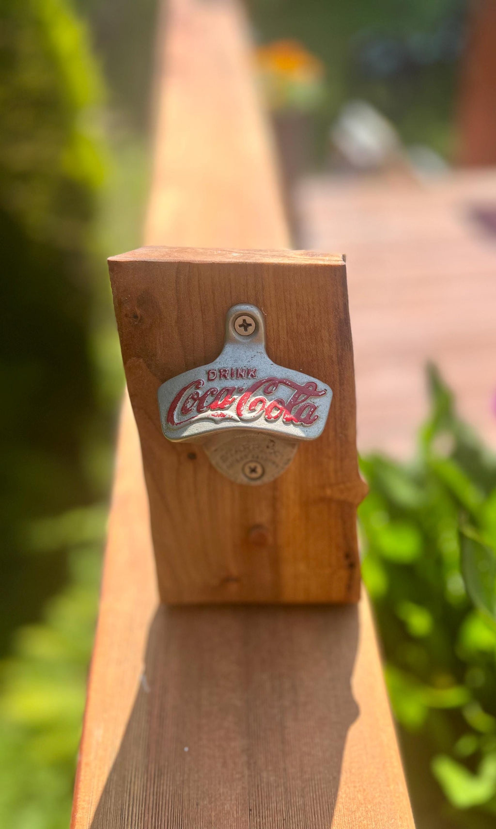 Vintage Coca-Cola Bottle Opener: Live Edge Plum Wood, Wall Mounted
