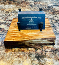 Live-Edge Apple Wood Business Card Holder: Handmade Desk Decor with Antique Nails