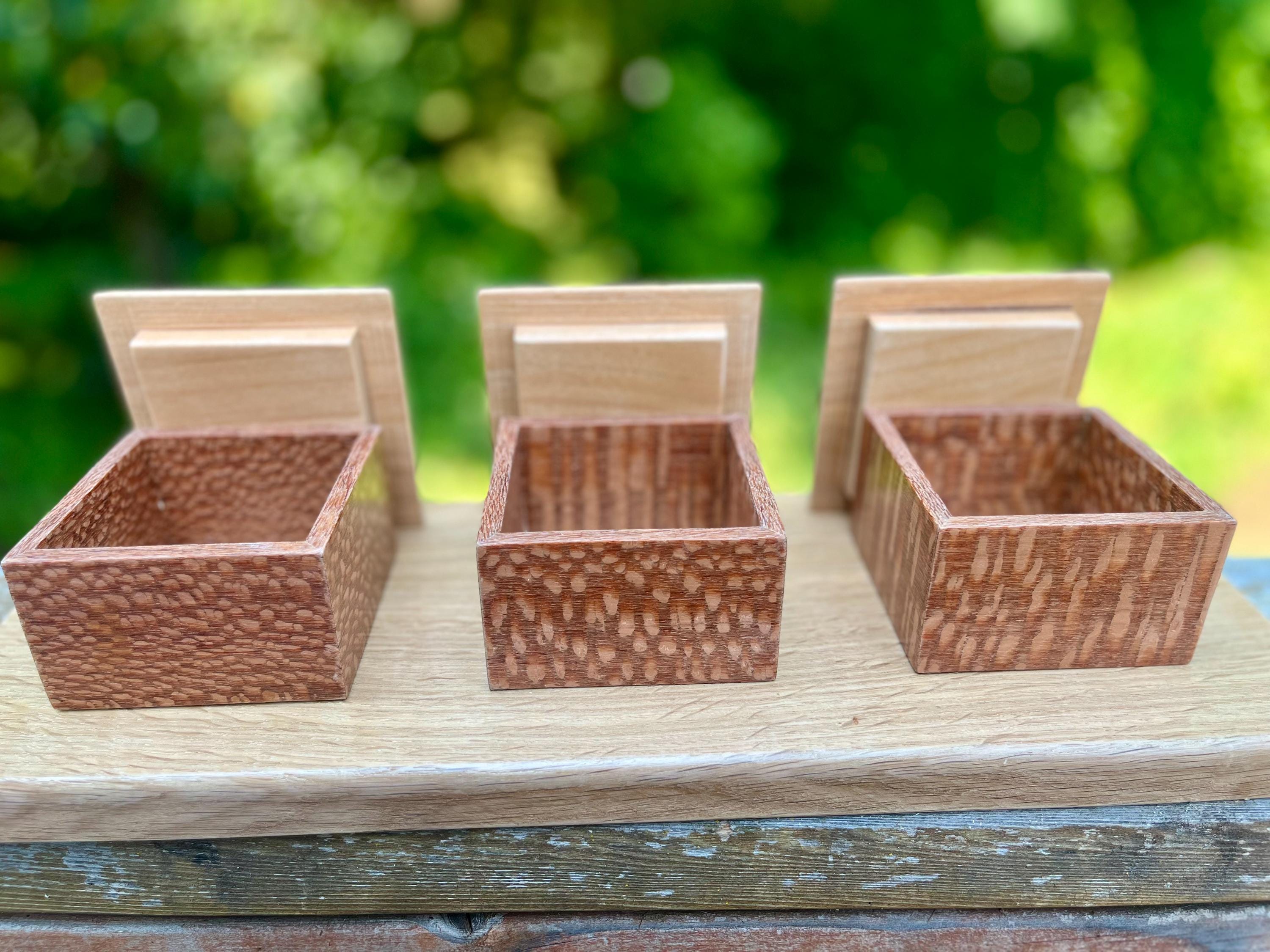 Handmade Leopardwood Box Set: Oregon Agate Pulls, Oak Tray