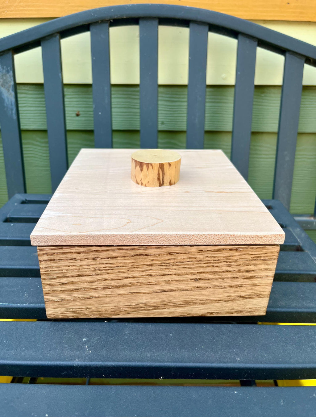 Handmade Solid Oak Jewelry Box: Rustic Maple Lid Storage
