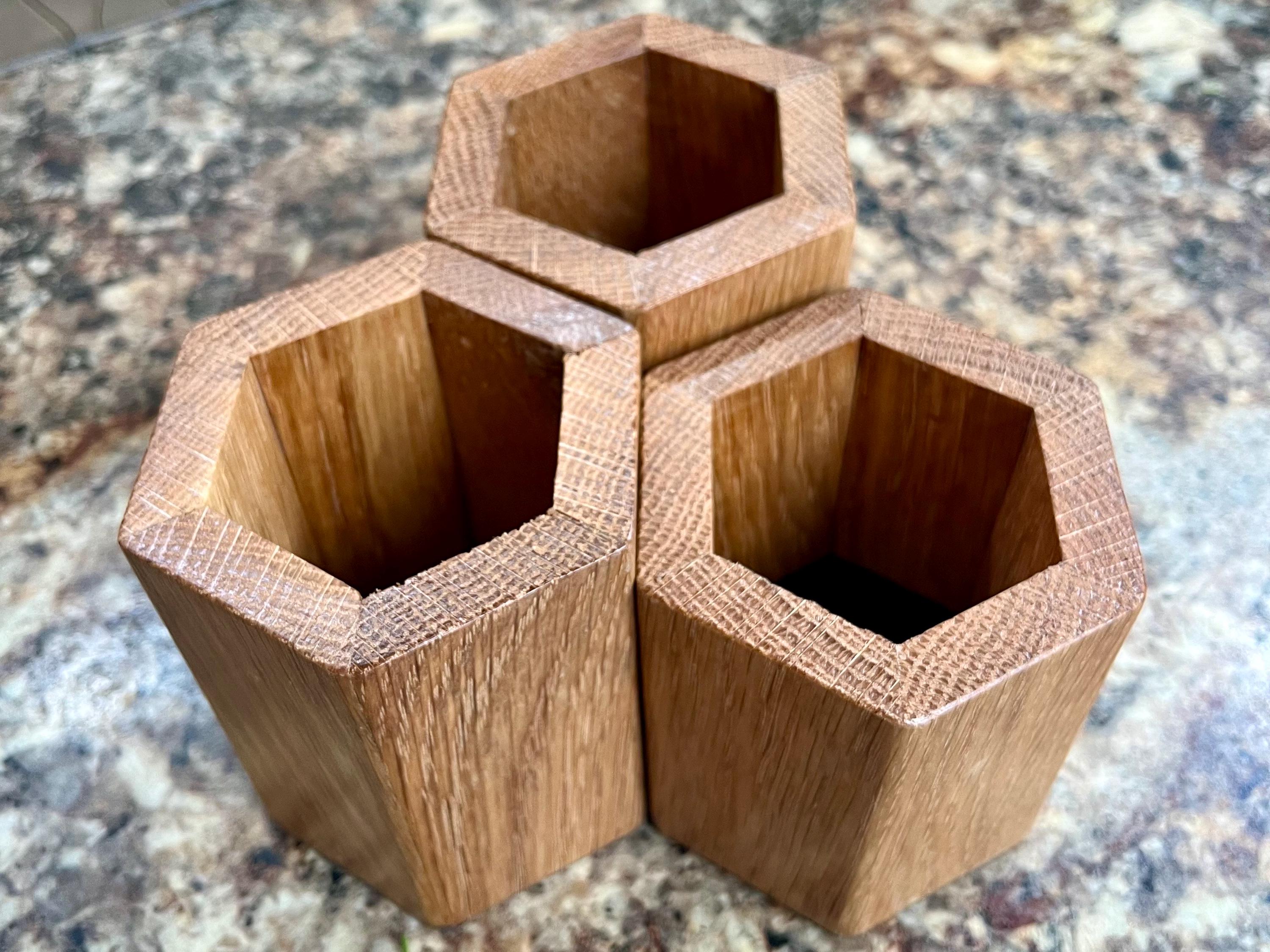 Handmade Reclaimed Oak Pen Holder | Rustic Desk Organizer