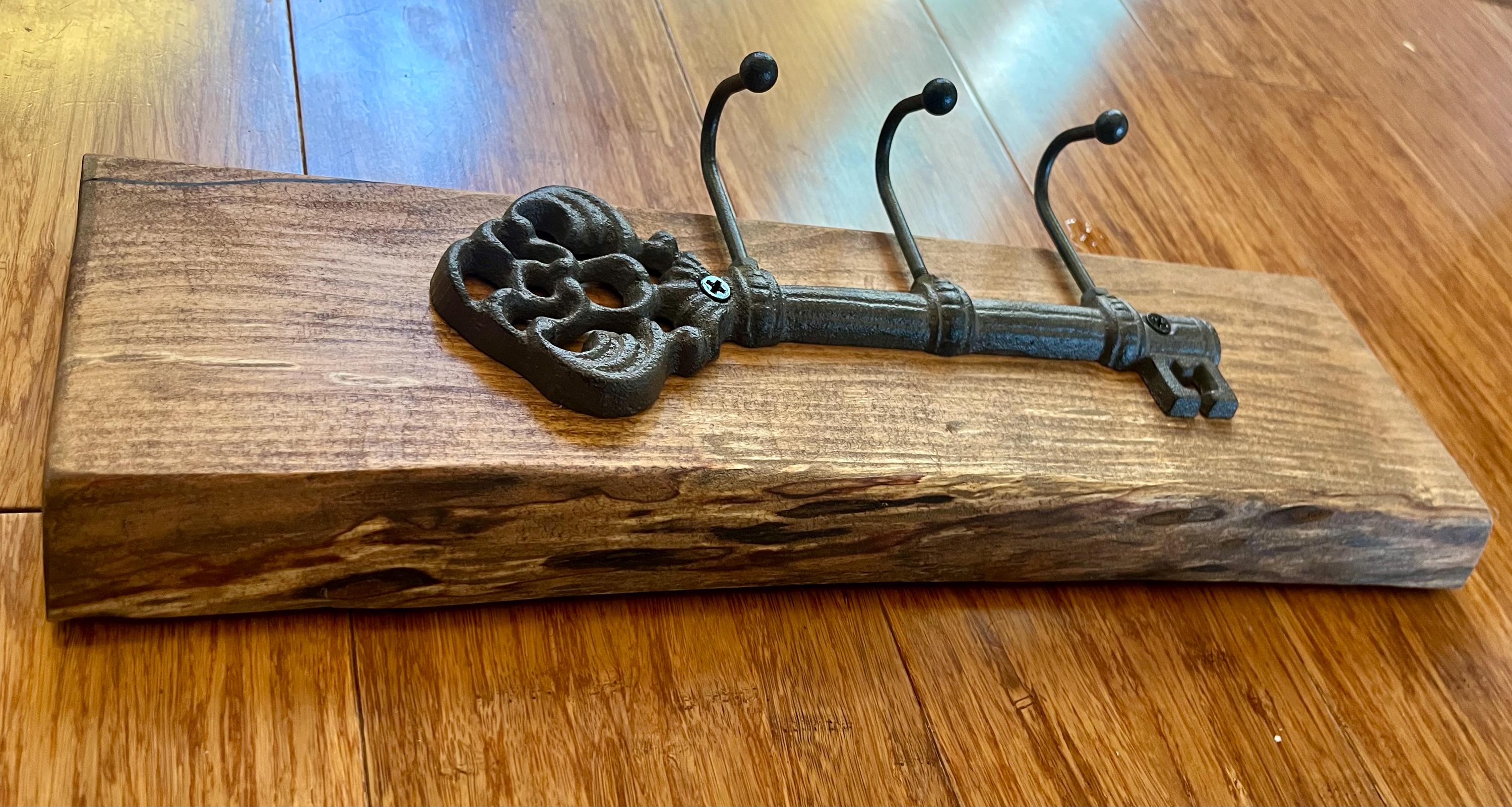 Live-Edge Apple Wood Key Holder: Rustic 3-Hook Organizer