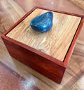 Handmade Padauk Wood Jewelry Box: Plum Wood Lid, Hematite Pull