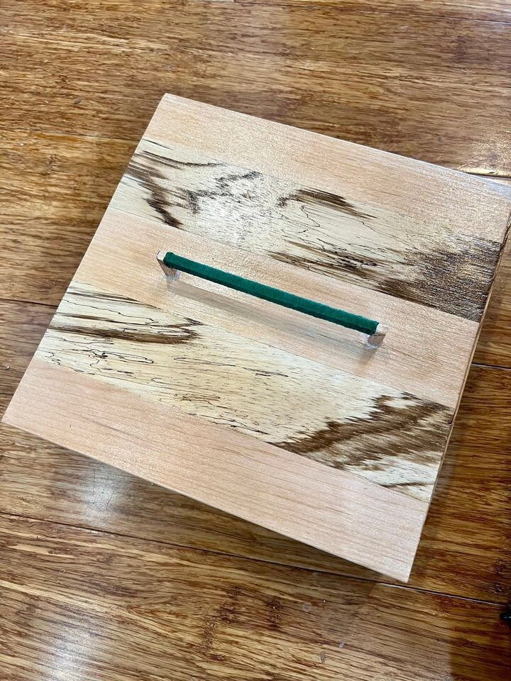 Handmade Zebrawood Jewelry Box: Alder Lid, Thread-Wrapped Handle