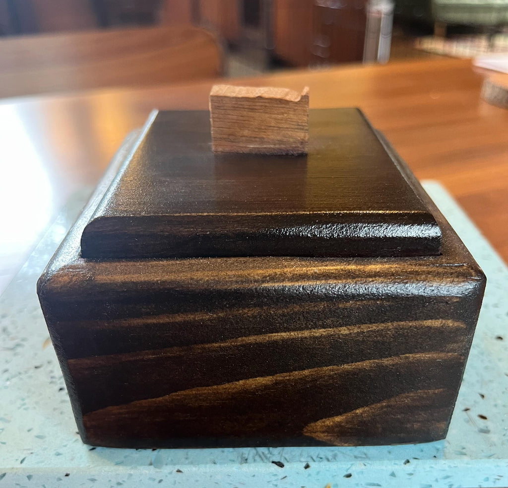 Handmade Spruce Wood Jewelry Box Set – Raw Walnut Pulls, Purple Felt Lined