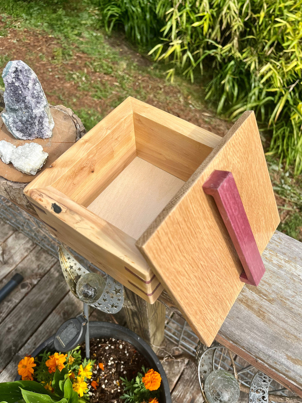 Applewood & Oak Jewelry Box: Live Edge with Padauk Accents
