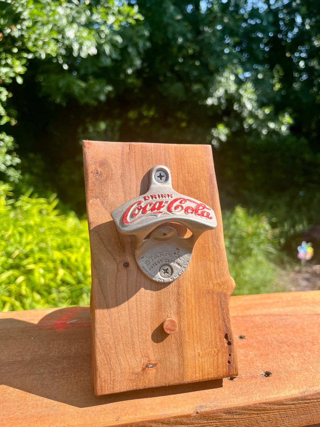 Vintage Coca-Cola Bottle Opener: Live Edge Plum Wood, Wall Mounted