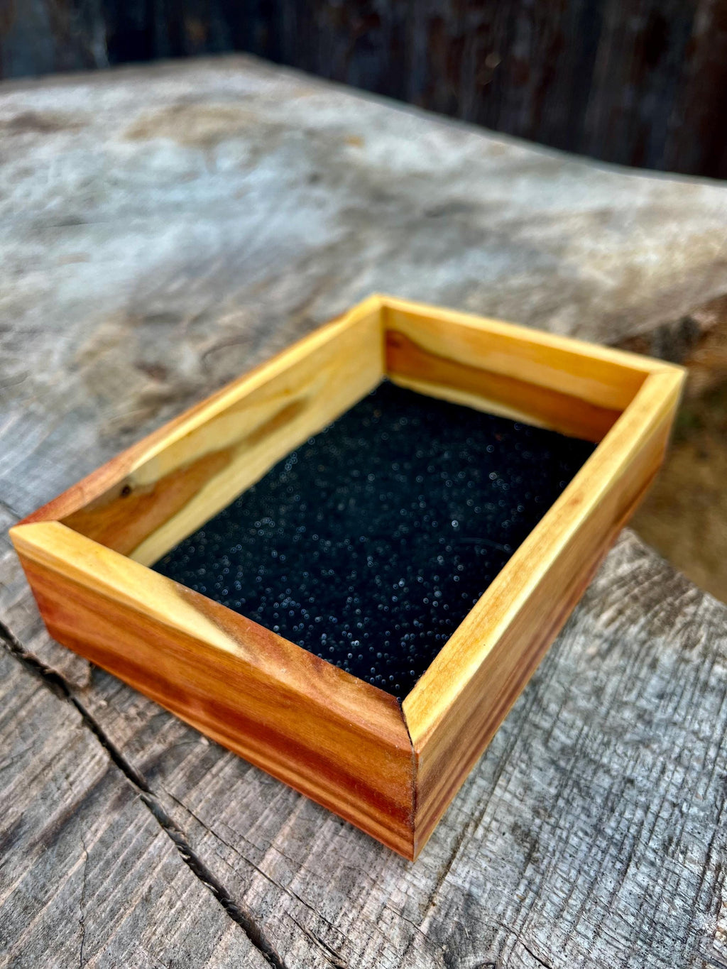 Live-Edge Yellow Plum Wood Jewelry Tray: Handmade Wooden Catchall