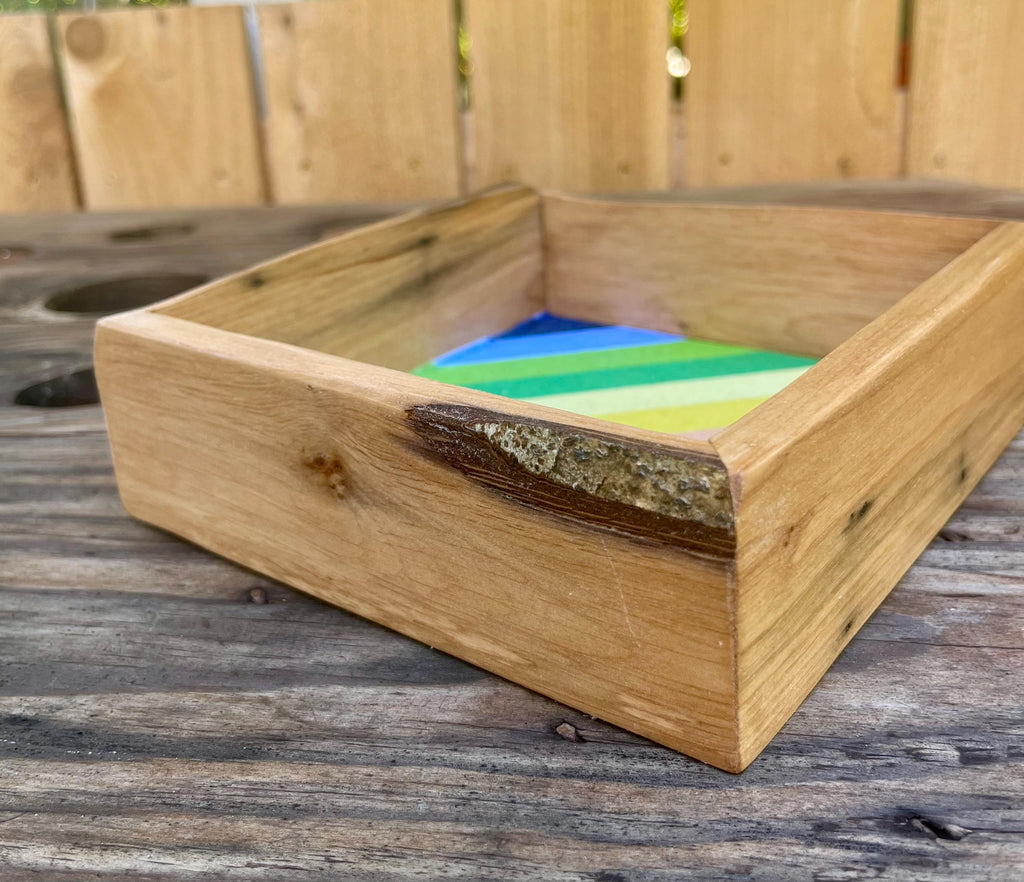 Live Edge Purple Plum Keepsake Box | Rainbow Felt Lined