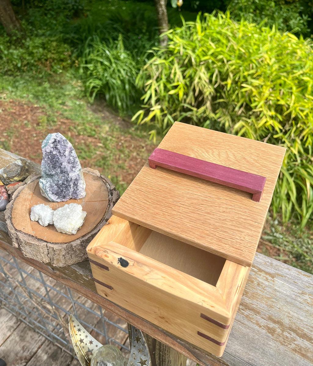Applewood & Oak Jewelry Box: Live Edge with Padauk Accents