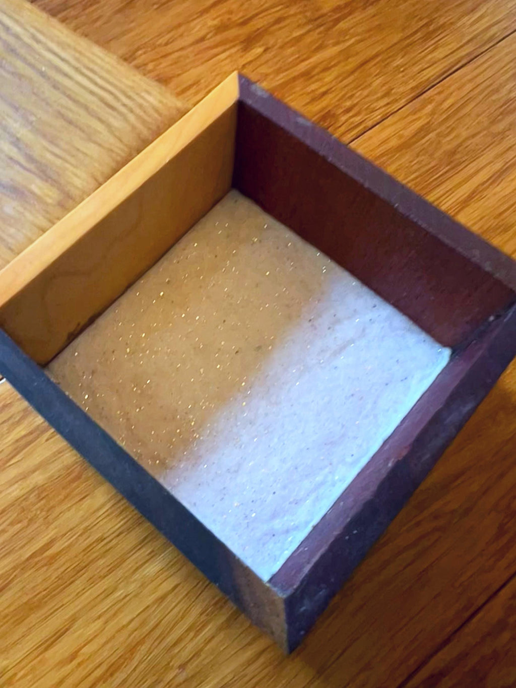 Handcrafted 5-Wood Keepsake Box: White Sparkle Felt Lined, Tung Oil Finish