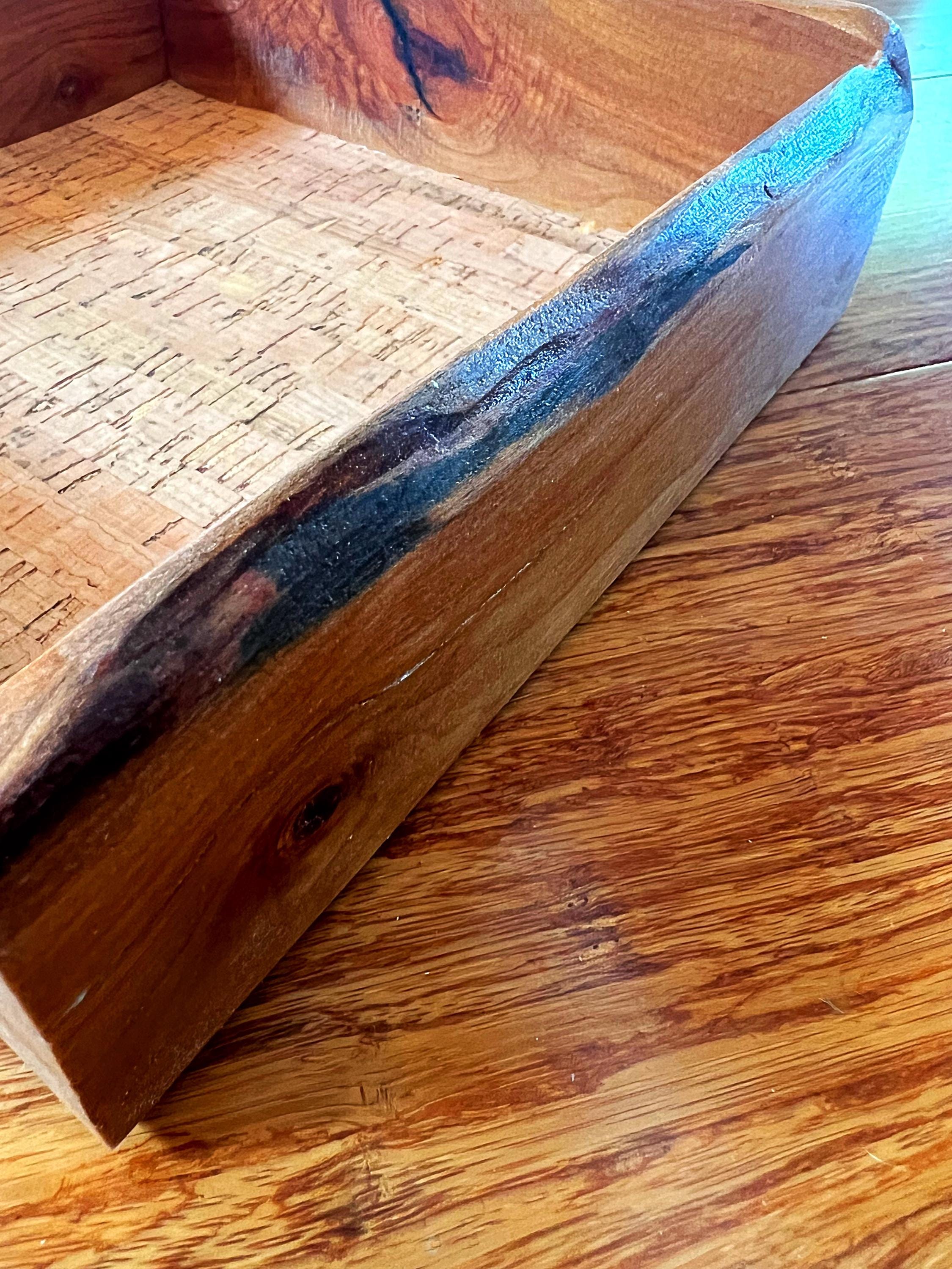 Live-Edge Yellow Plum Wood Jewelry Tray: Handmade Tung Oil Finish