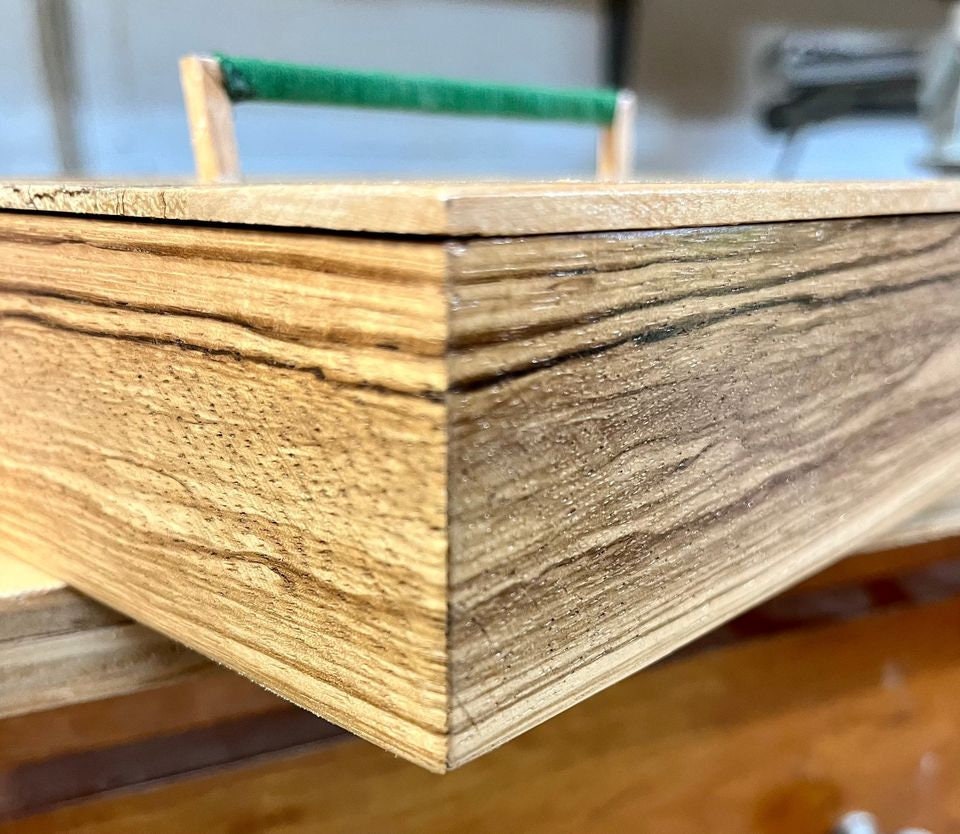 Handmade Zebrawood Jewelry Box: Alder Lid, Thread-Wrapped Handle