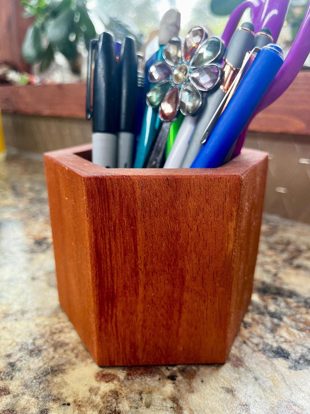 Handmade Mahogany Pen and Pencil Holder: Tung Oil Finish, Felt-Lined