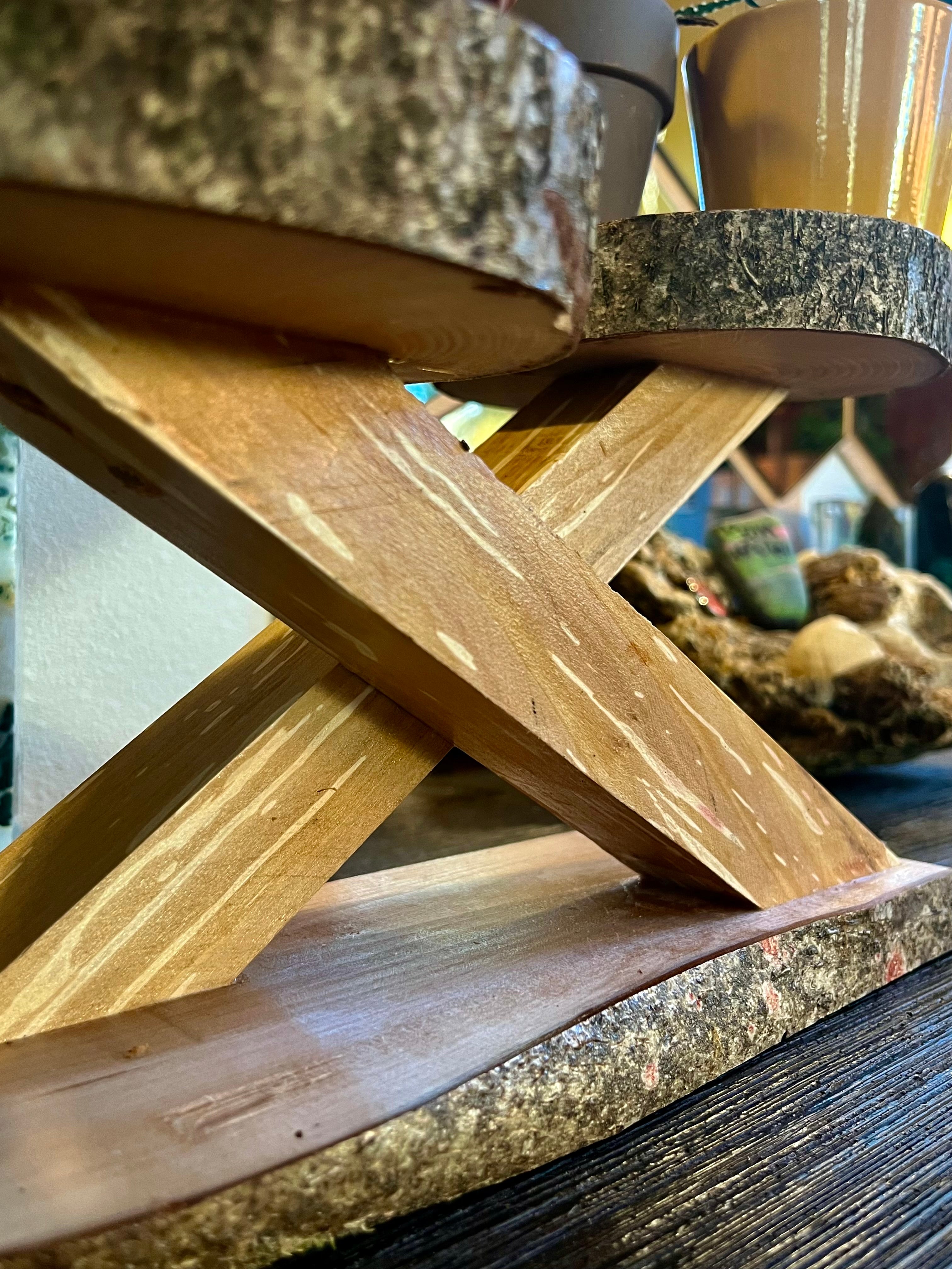 Live-Edge Heirloom Apple Wood Plant Stand – Tops are Handcrafted from a Single Limb