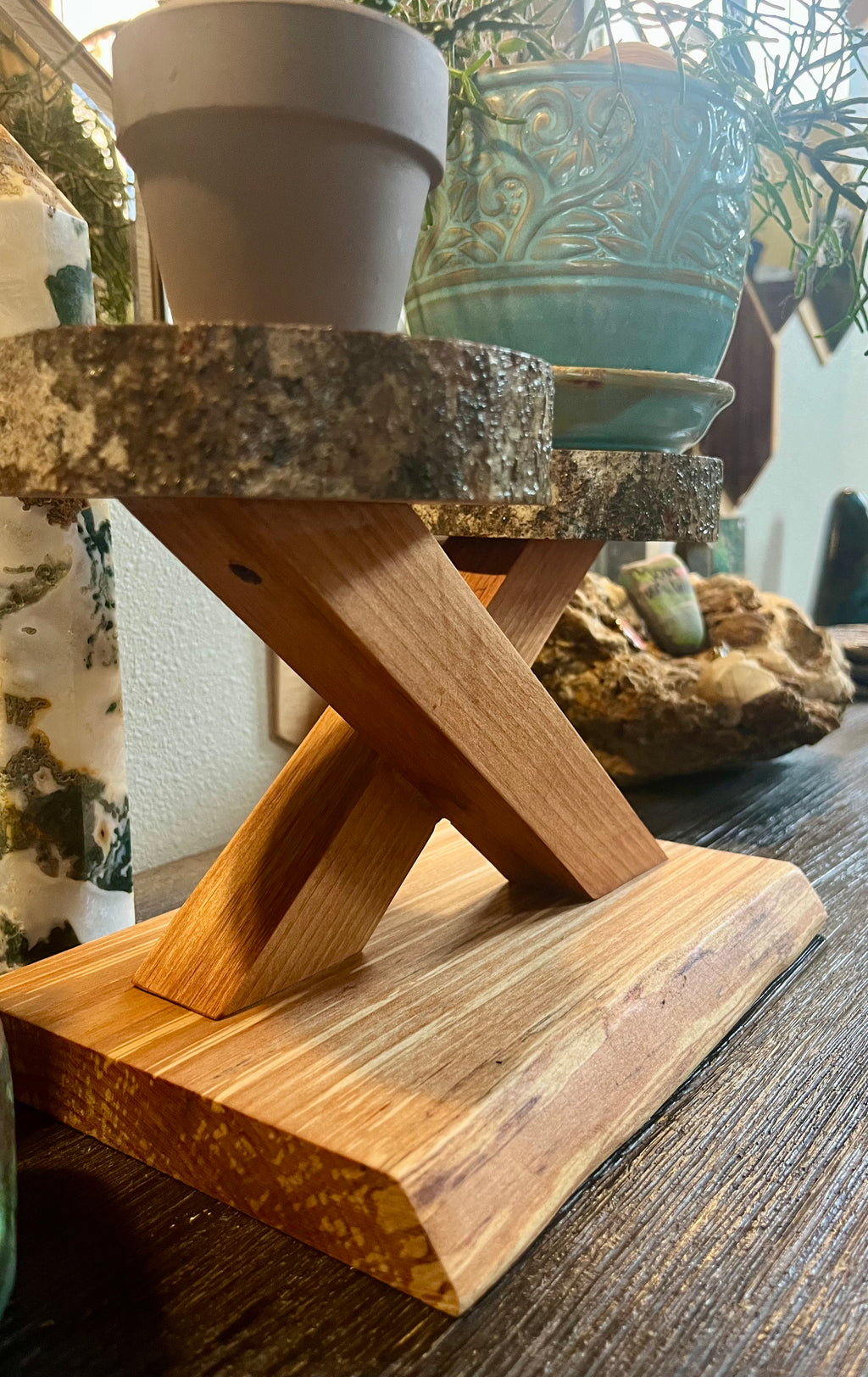 Live-Edge Alder & Apple Wood Plant Stand