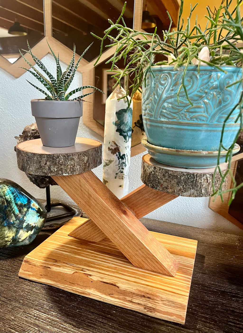 Live-Edge Alder & Apple Wood Plant Stand