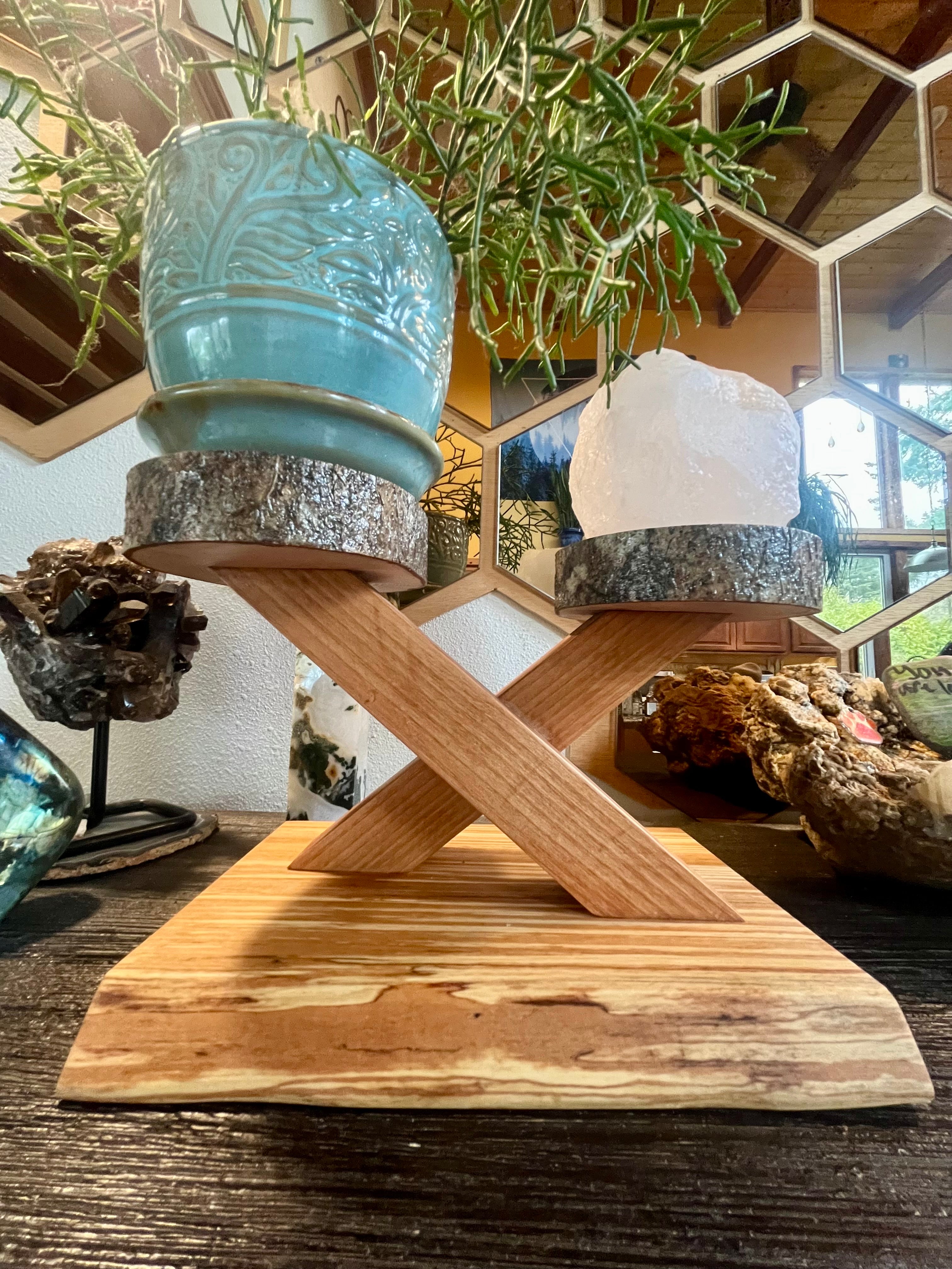 Live-Edge Alder & Apple Wood Plant Stand