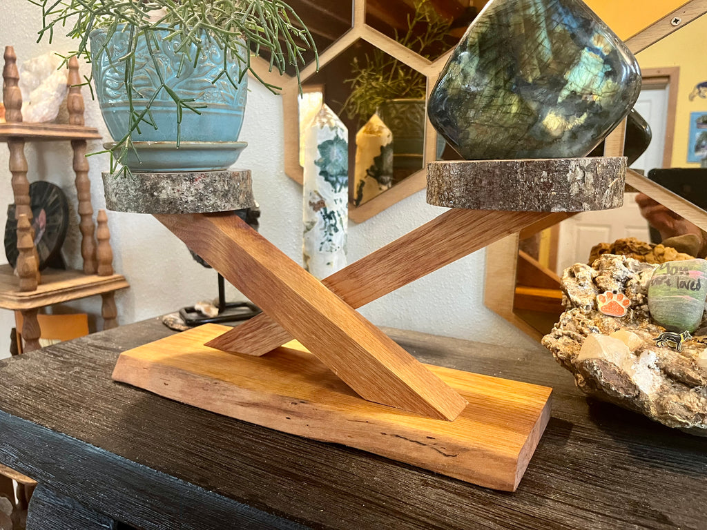 Handcrafted Apple & Alder Wood Plant Display Stand