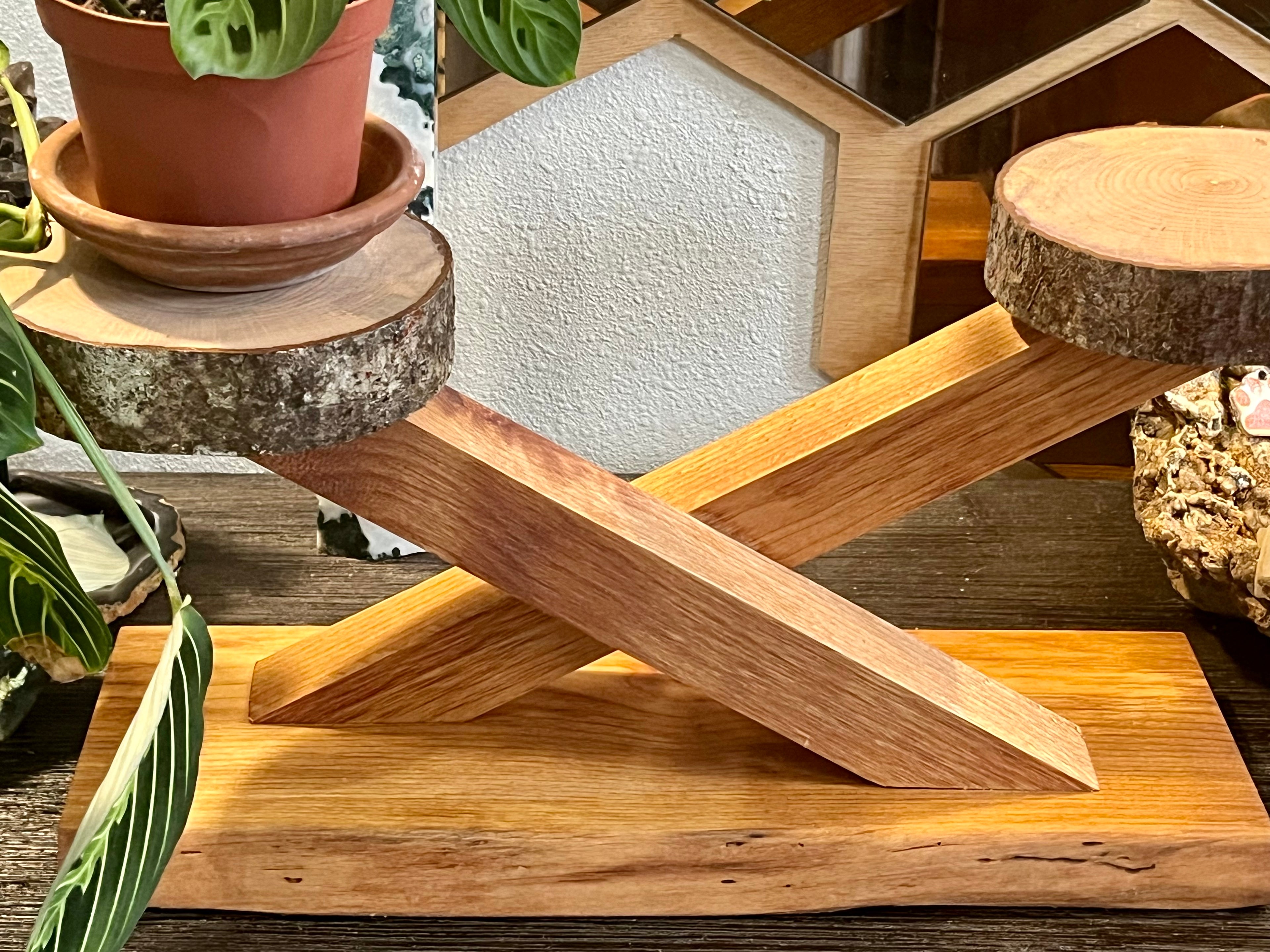 Handcrafted Apple & Alder Wood Plant Display Stand