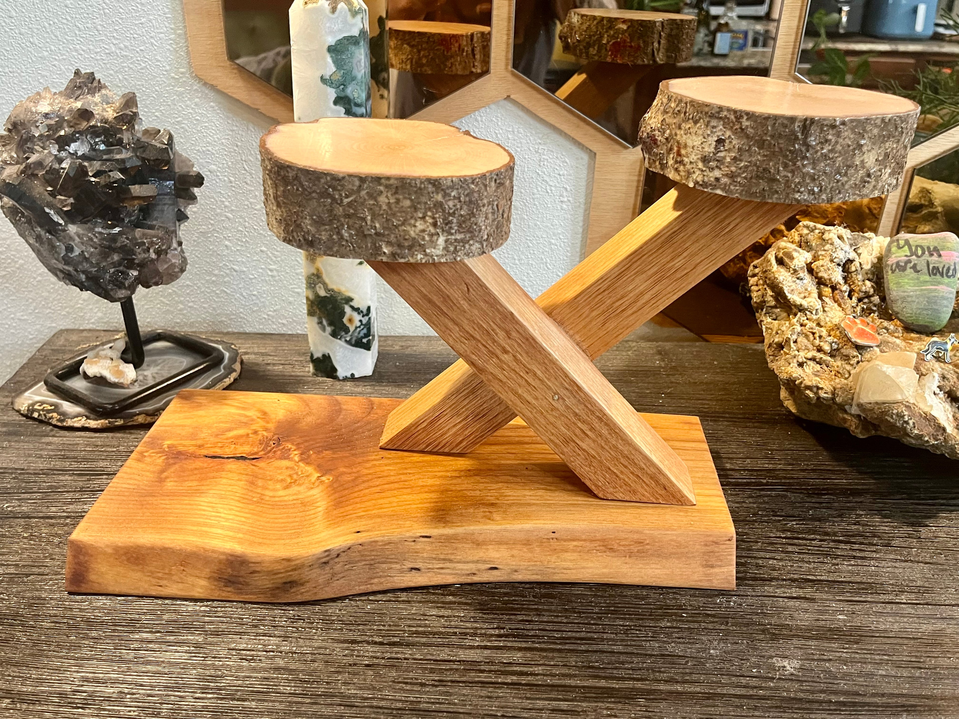 Organic Live-Edge Wooden Plant & Accent Stand