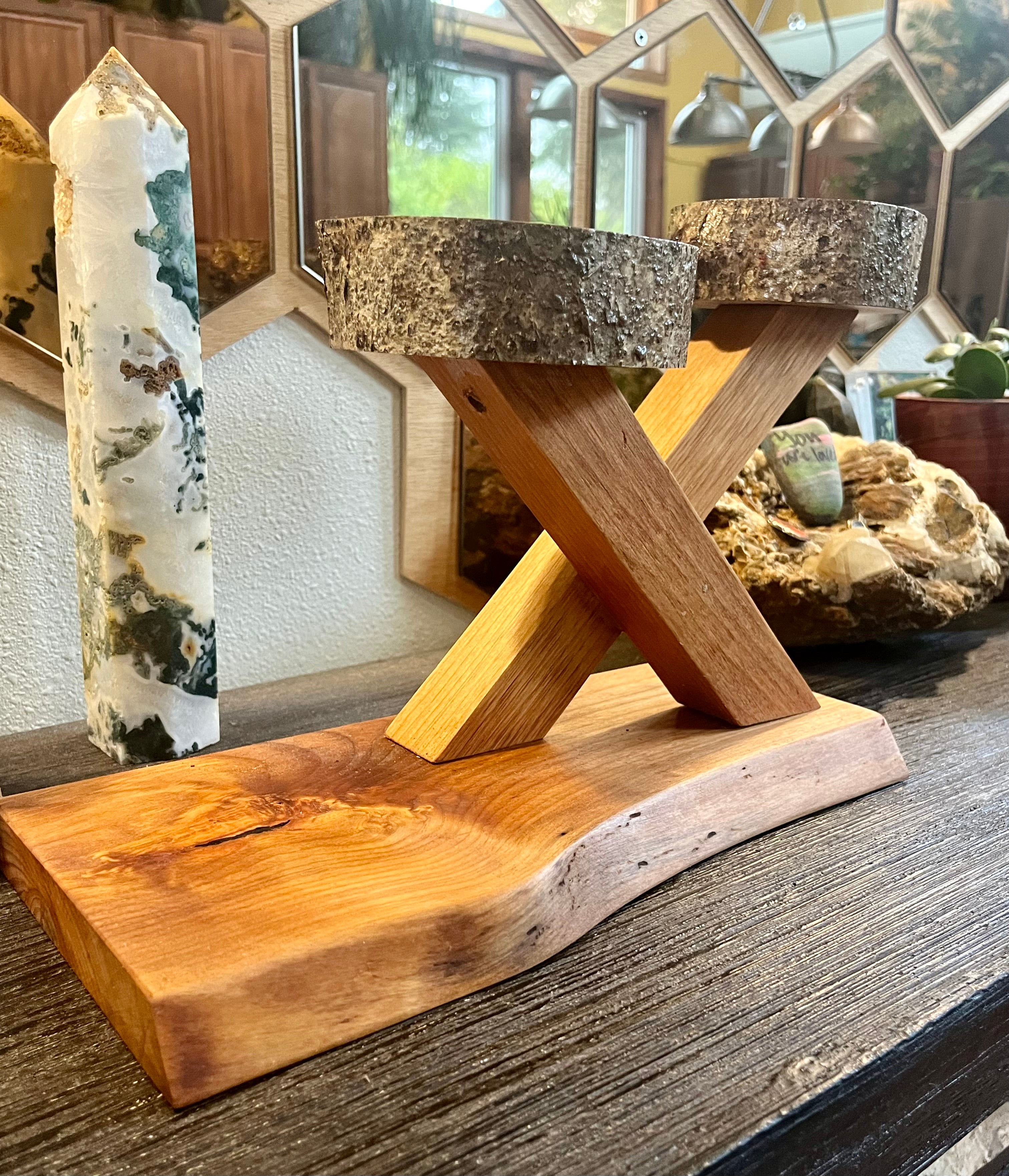 Organic Live-Edge Wooden Plant & Accent Stand