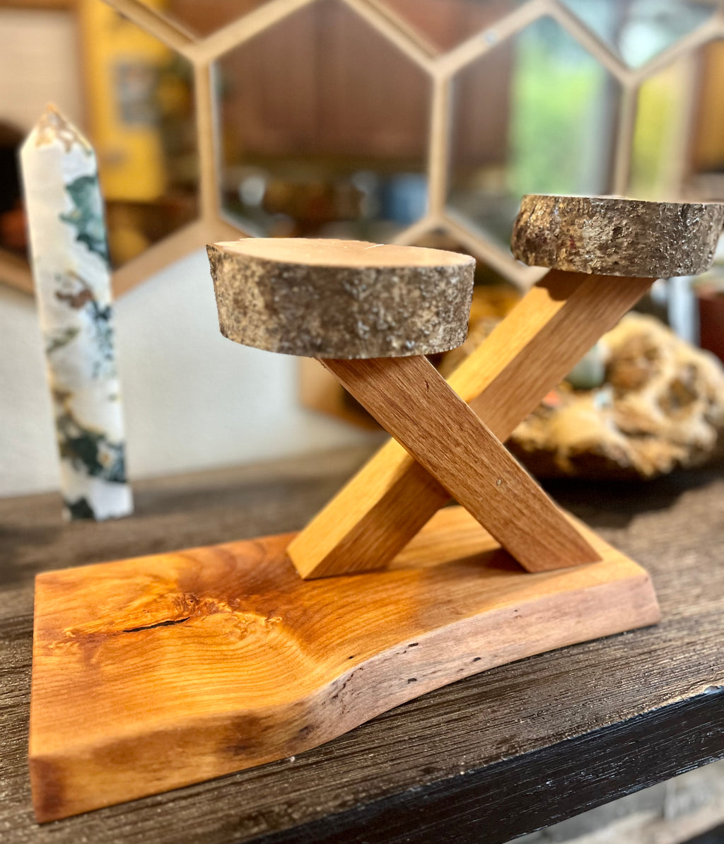 Organic Live-Edge Wooden Plant & Accent Stand
