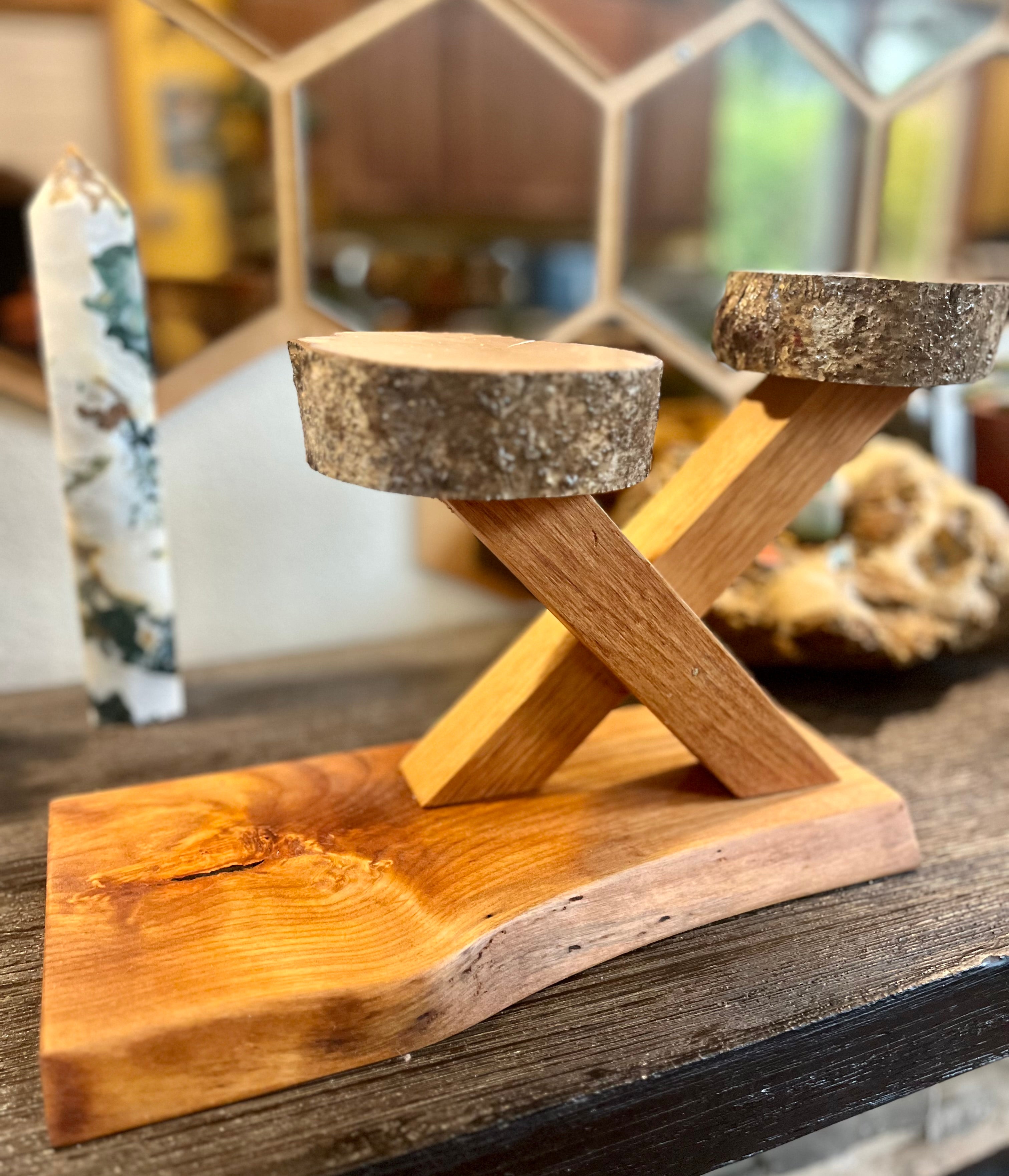 Organic Live-Edge Wooden Plant & Accent Stand