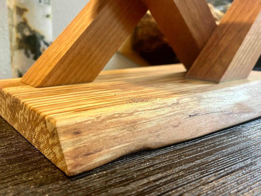 Sculptural Alder & Apple Wood Plant Stand with Live-Edge Base
