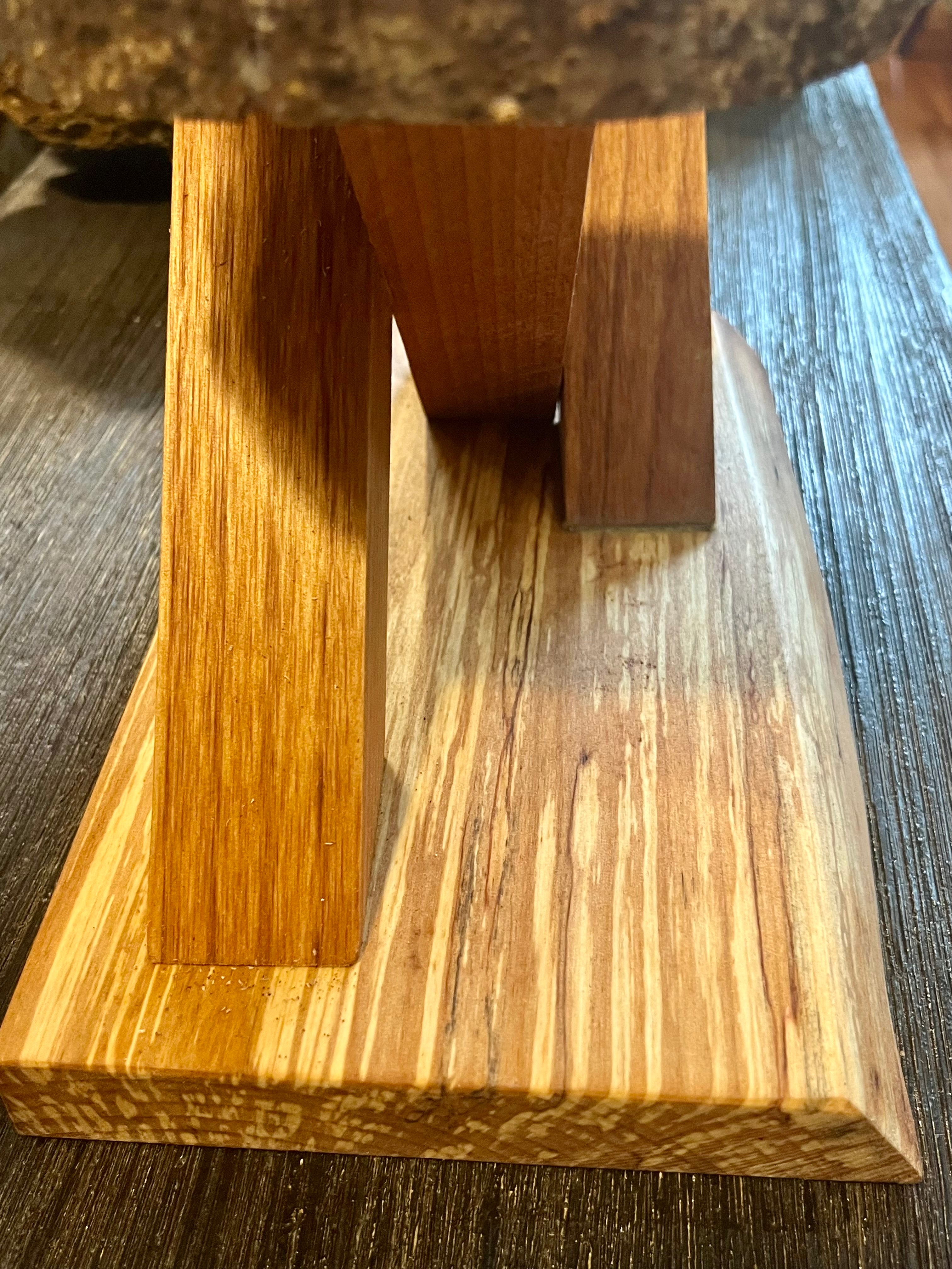 Sculptural Alder & Apple Wood Plant Stand with Live-Edge Base