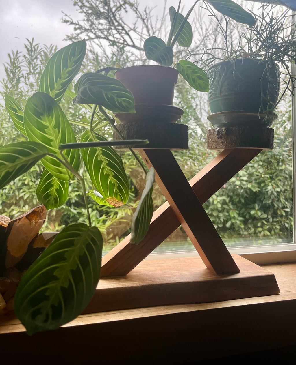 Live-Edge Alder & Apple Wood Plant Stand