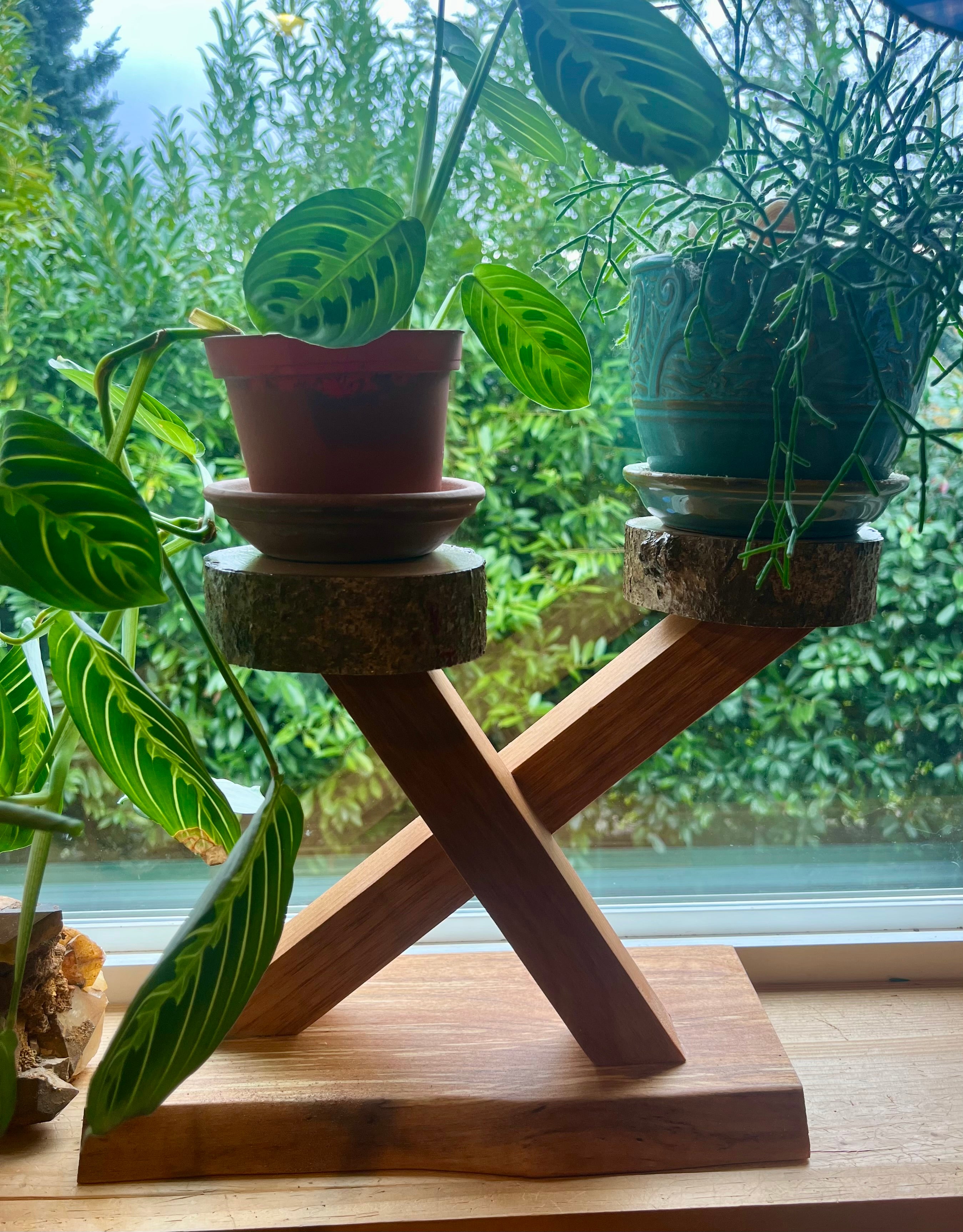 Live-Edge Alder & Apple Wood Plant Stand