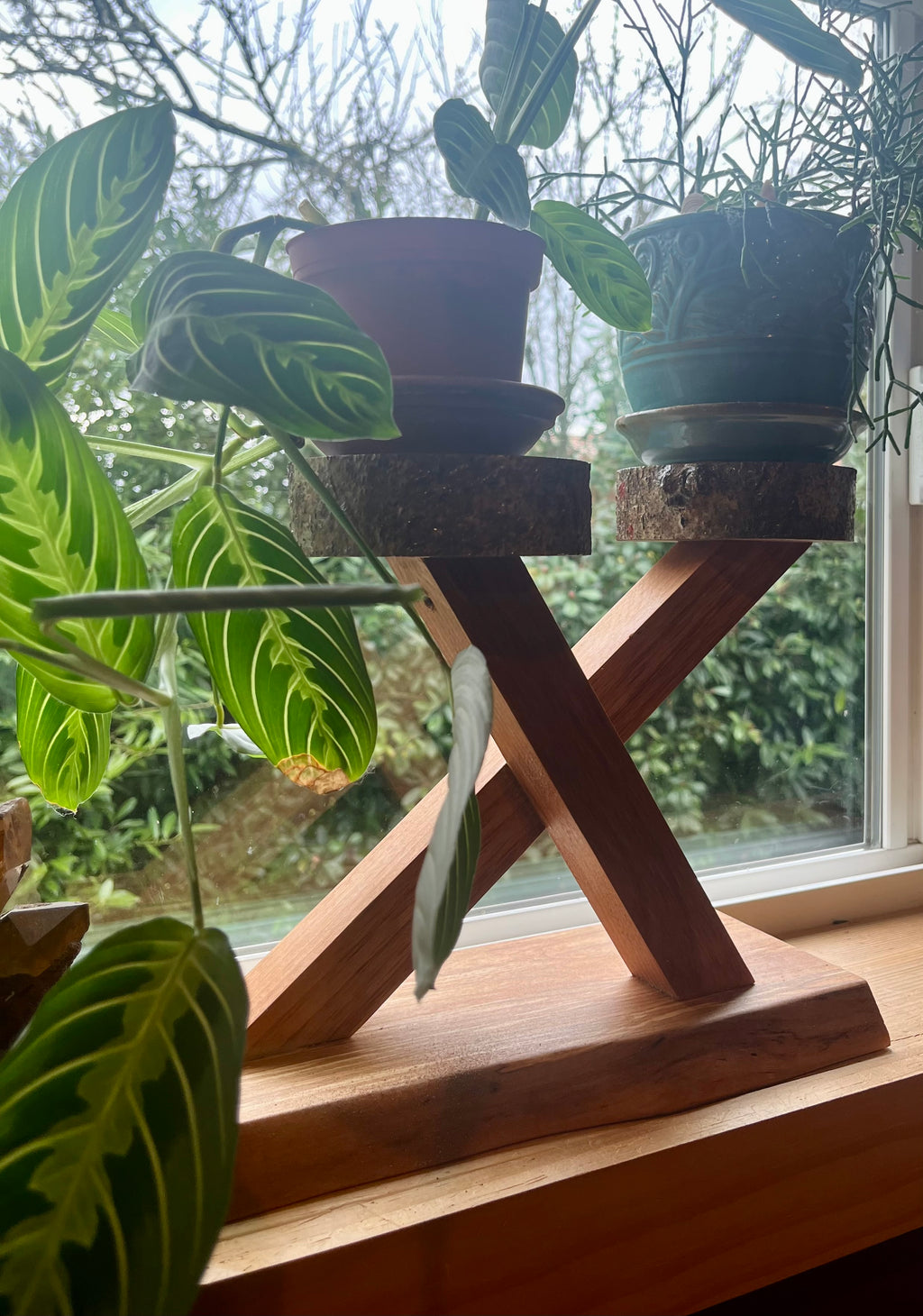 Live-Edge Alder & Apple Wood Plant Stand