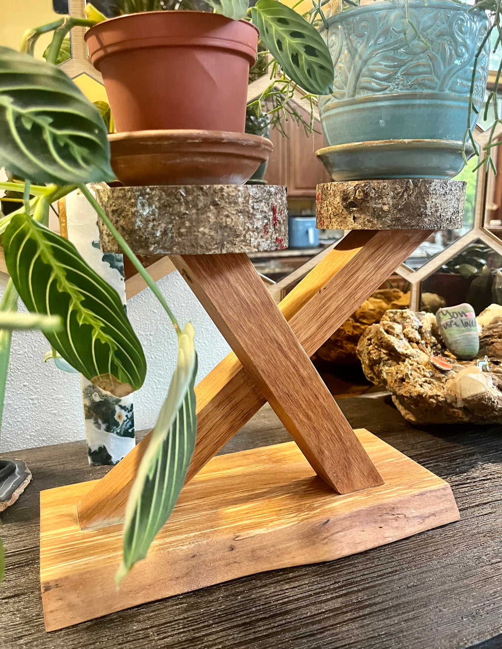 Live-Edge Alder & Apple Wood Plant Stand