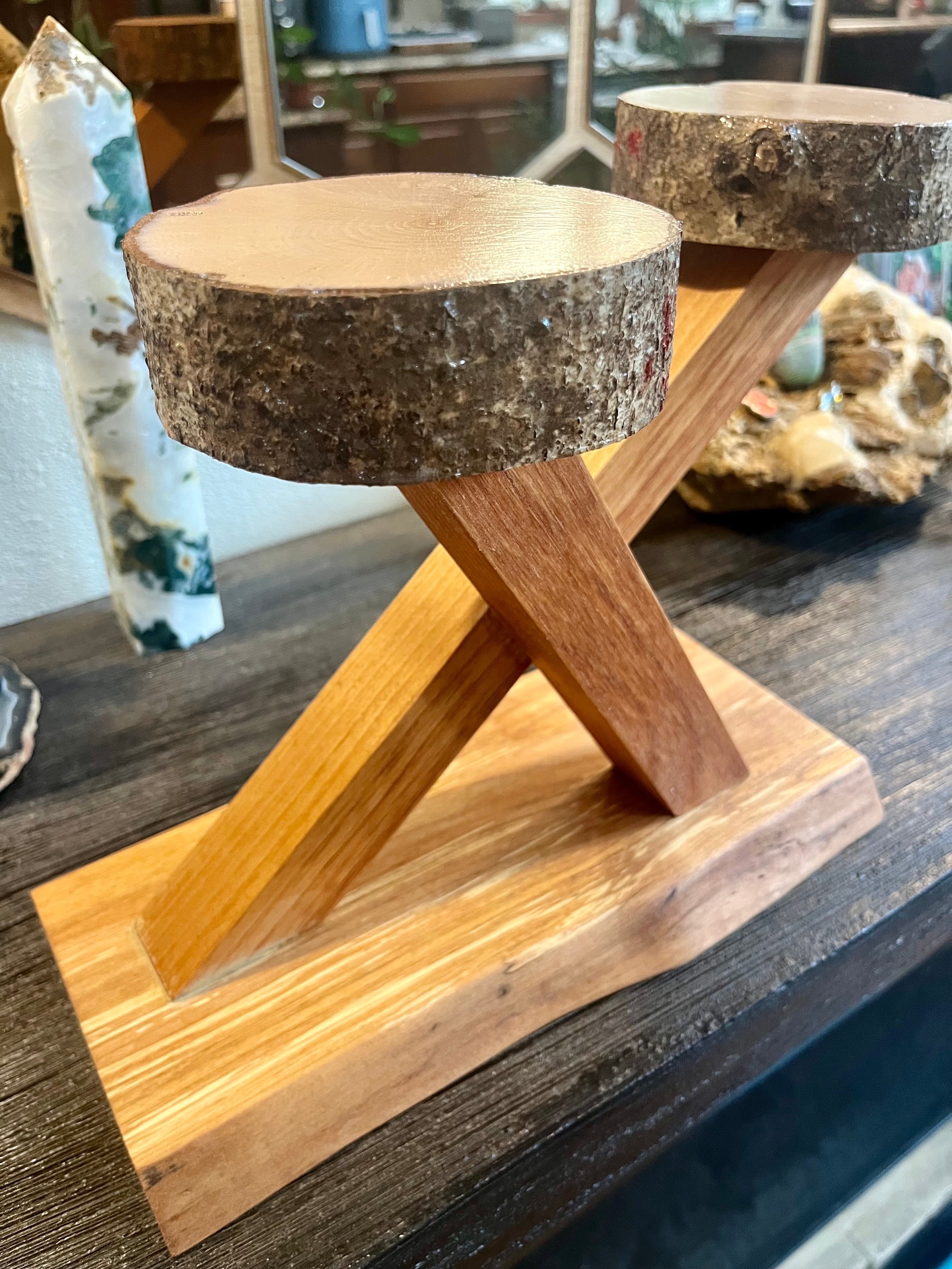 Live-Edge Alder & Apple Wood Plant Stand