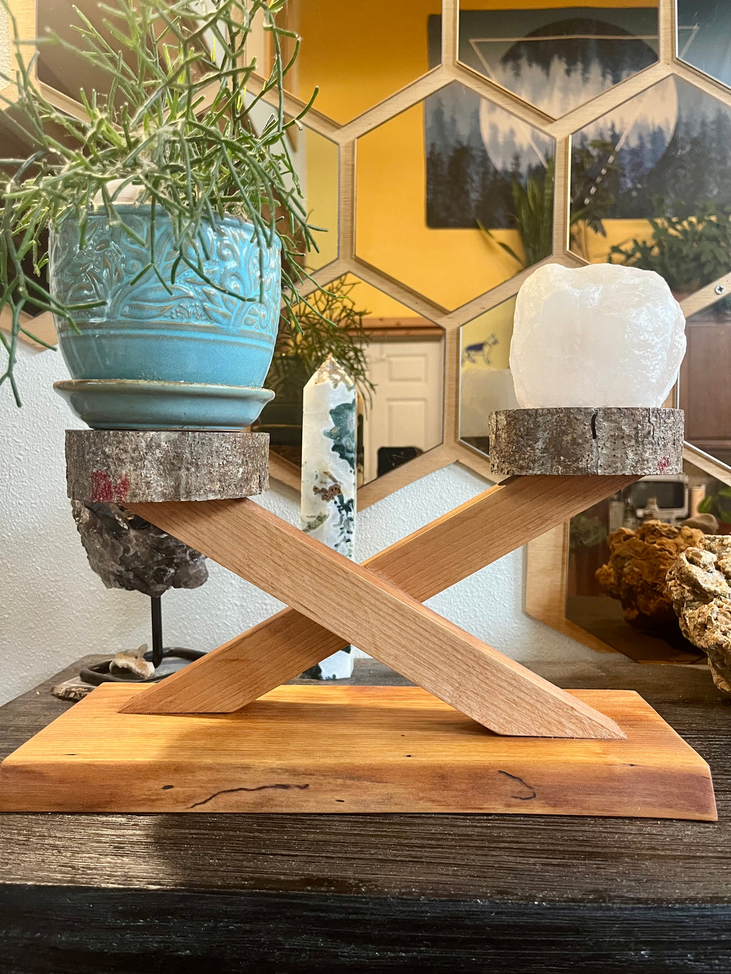 Handcrafted Apple & Alder Wood Display Stand