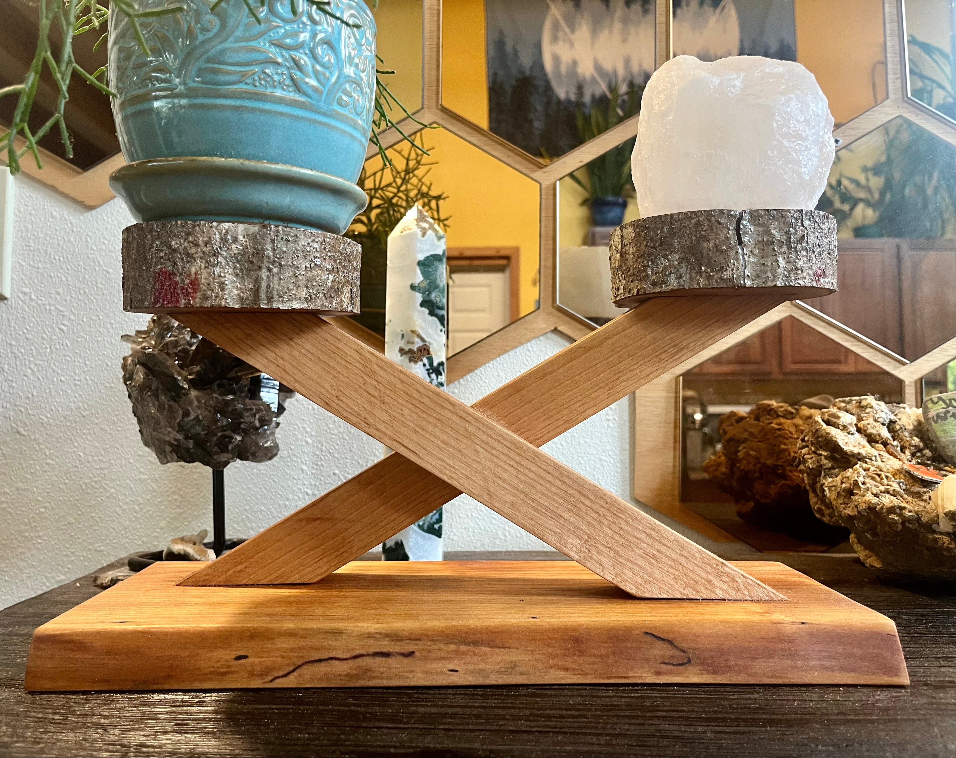 Handcrafted Apple & Alder Wood Display Stand