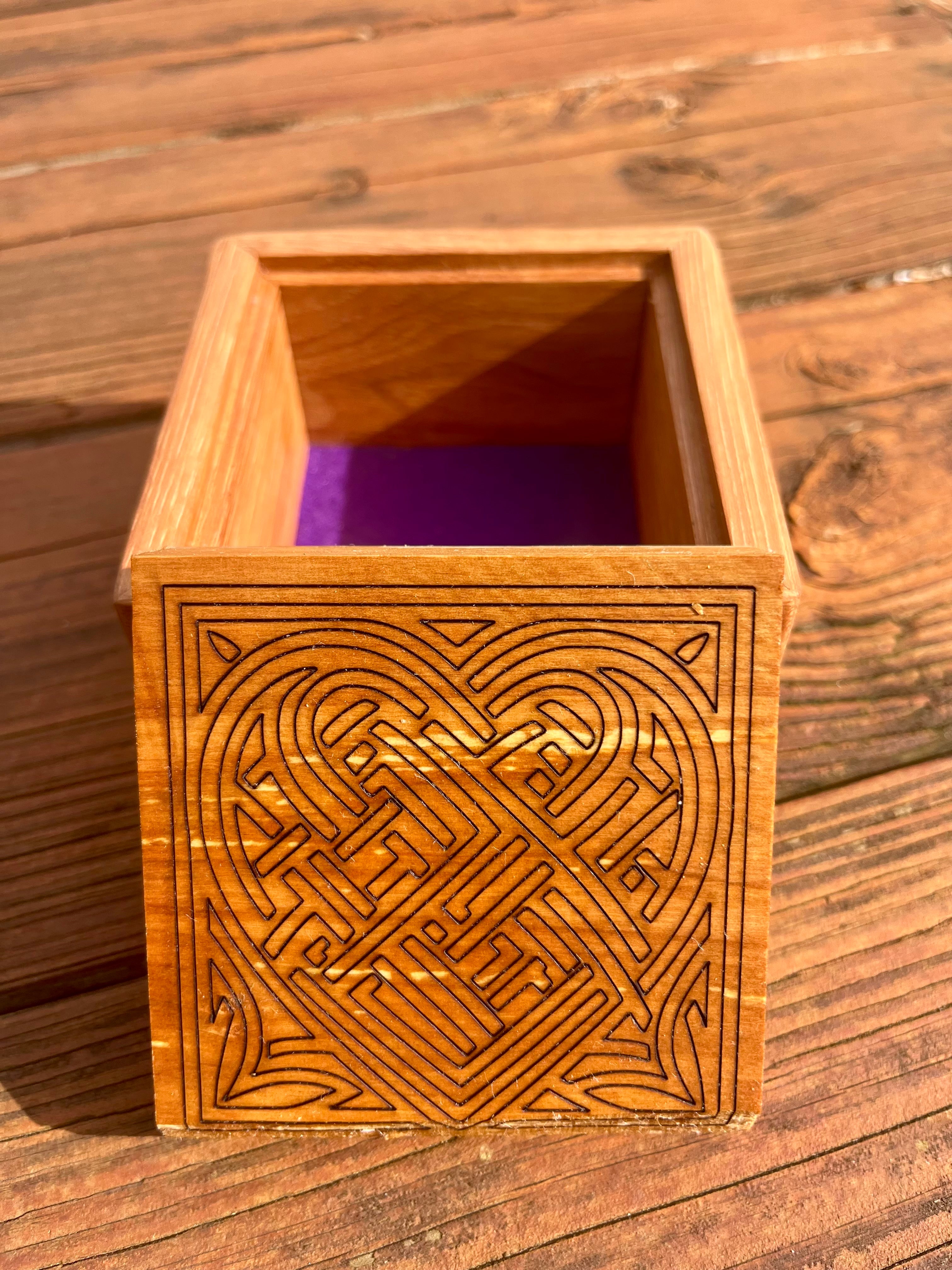 Pecan Keepsake Box with Heirloom Apple Lid & Heart Mandala Engraving
