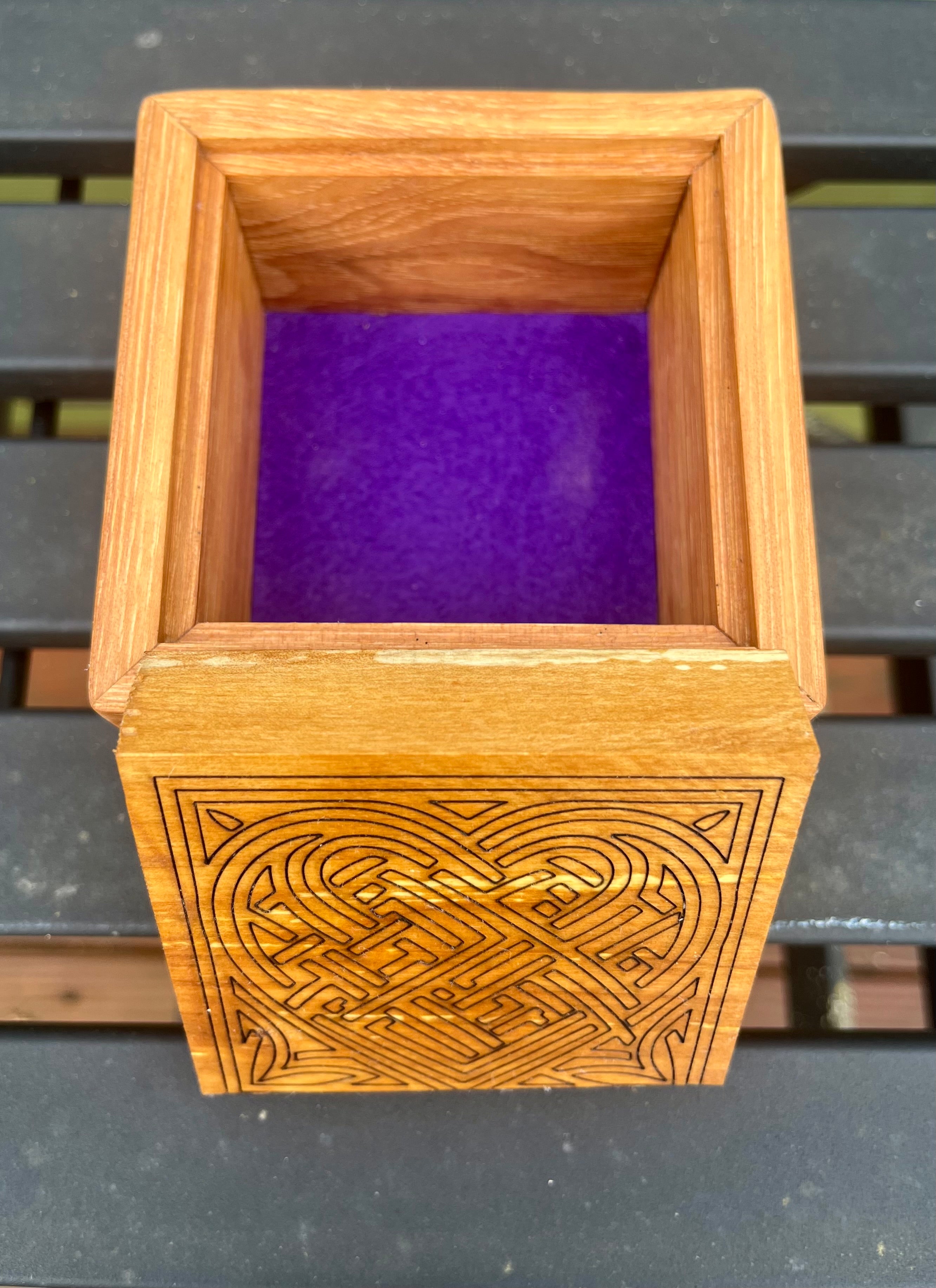 Pecan Keepsake Box with Heirloom Apple Lid & Heart Mandala Engraving