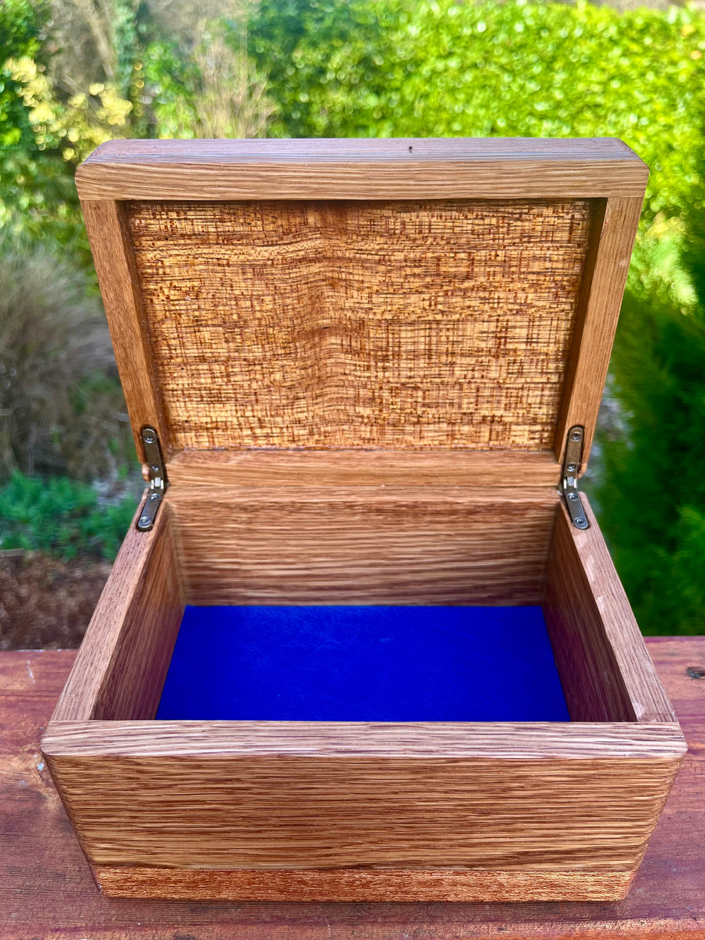 Treasure Chest Keepsake Box in Oak & Reclaimed Mahogany with Brass Hinges