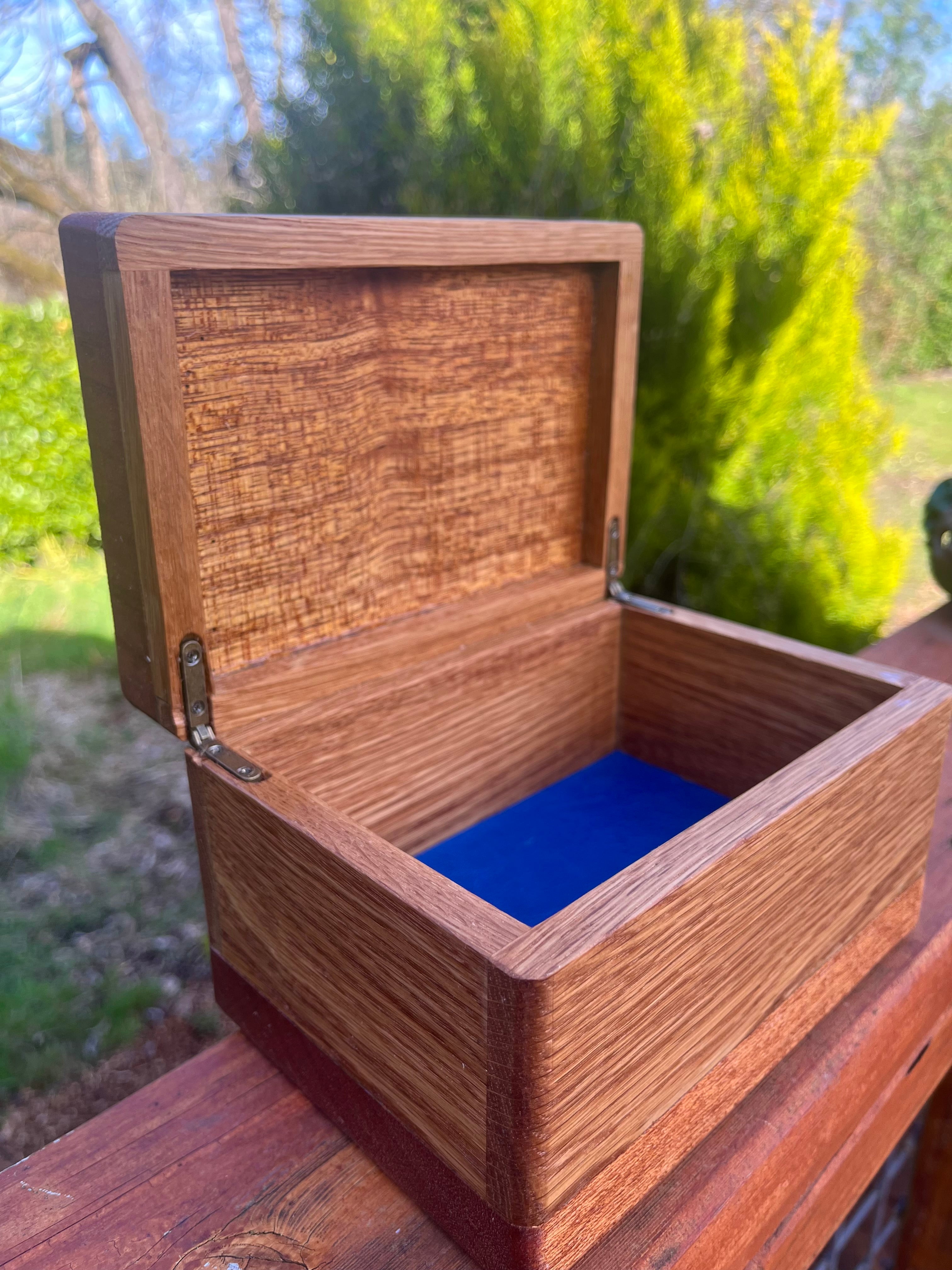 Treasure Chest Keepsake Box in Oak & Reclaimed Mahogany with Brass Hinges
