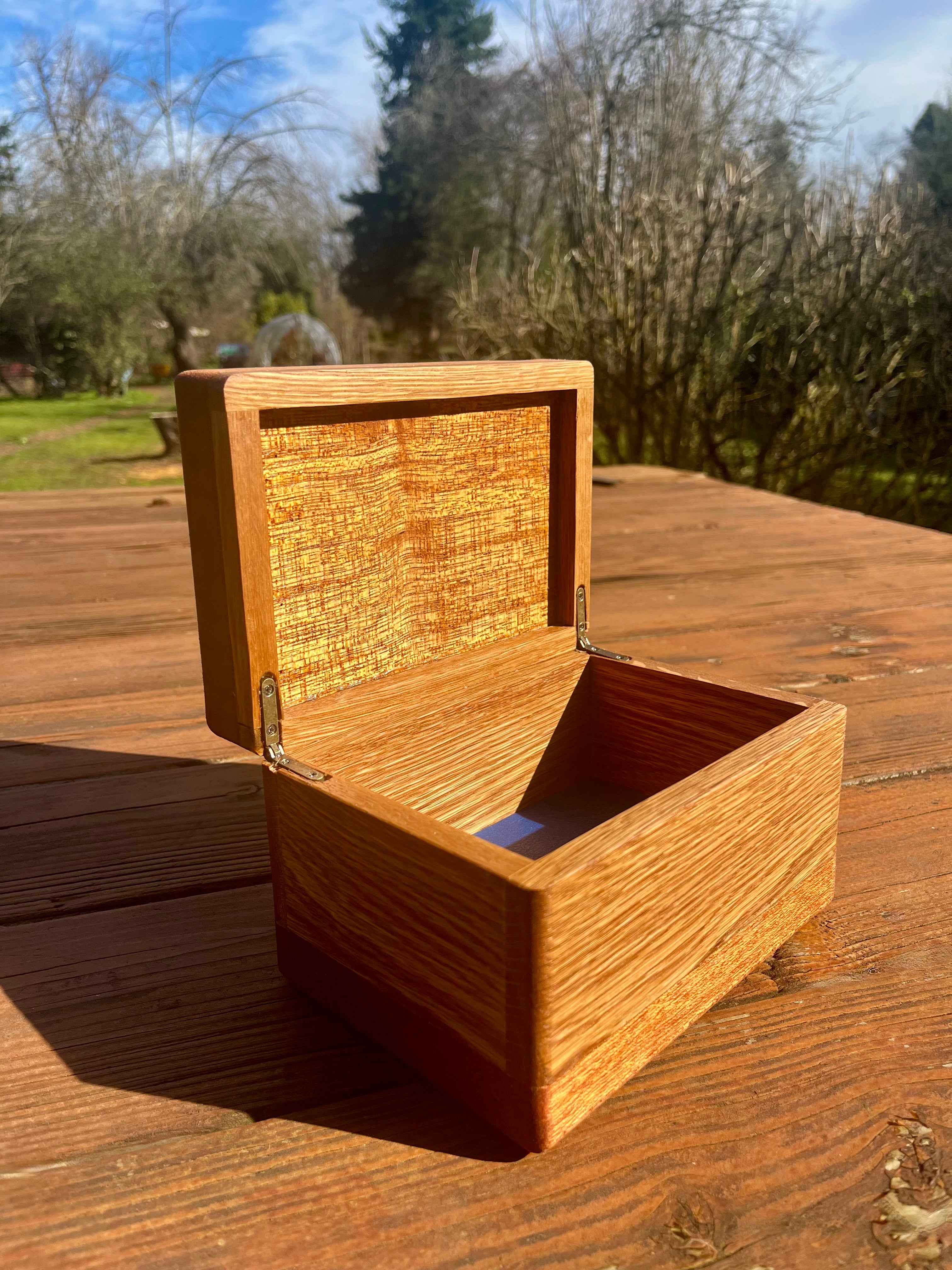 Treasure Chest Keepsake Box in Oak & Reclaimed Mahogany with Brass Hinges