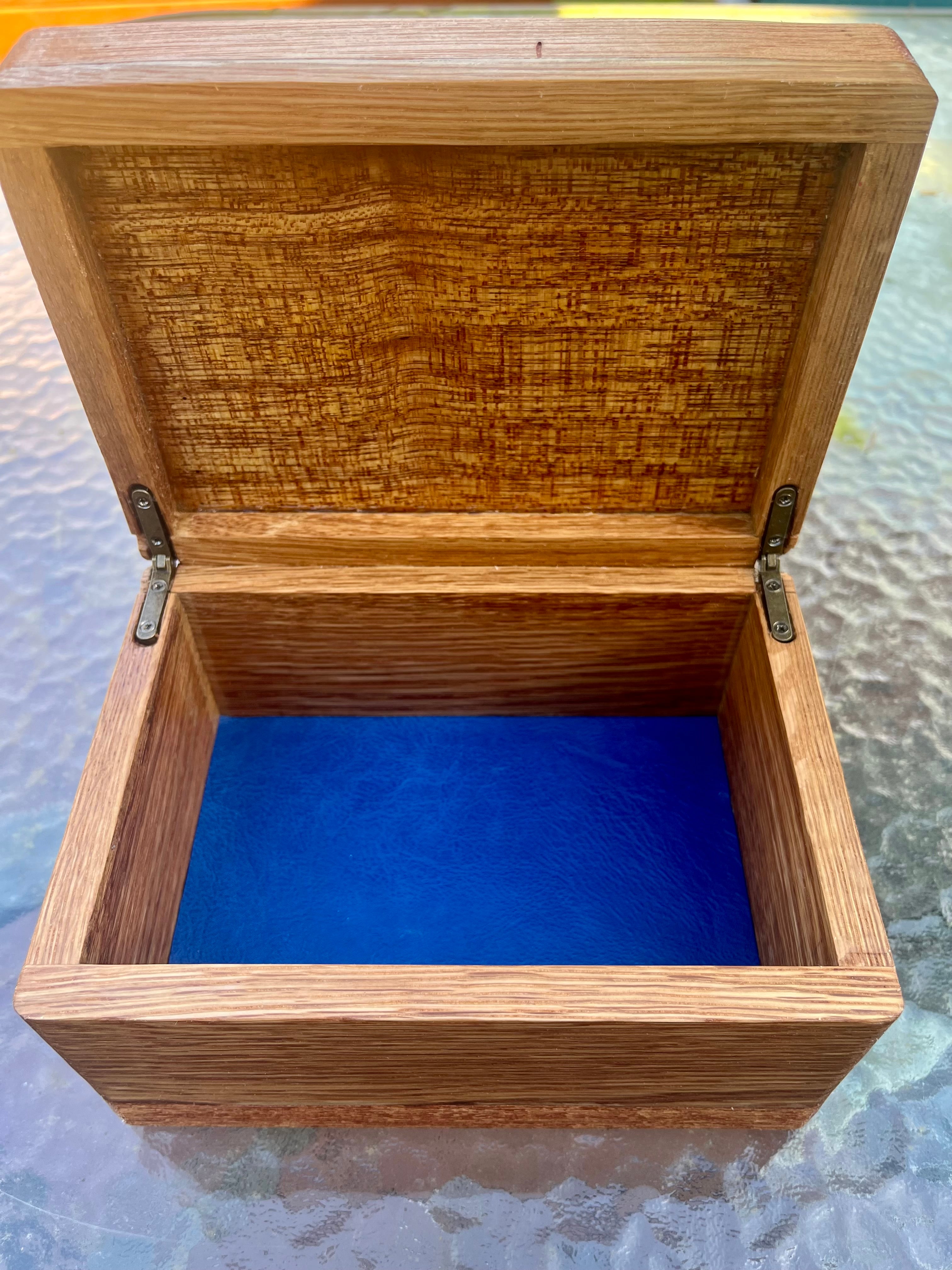 Treasure Chest Keepsake Box in Oak & Reclaimed Mahogany with Brass Hinges