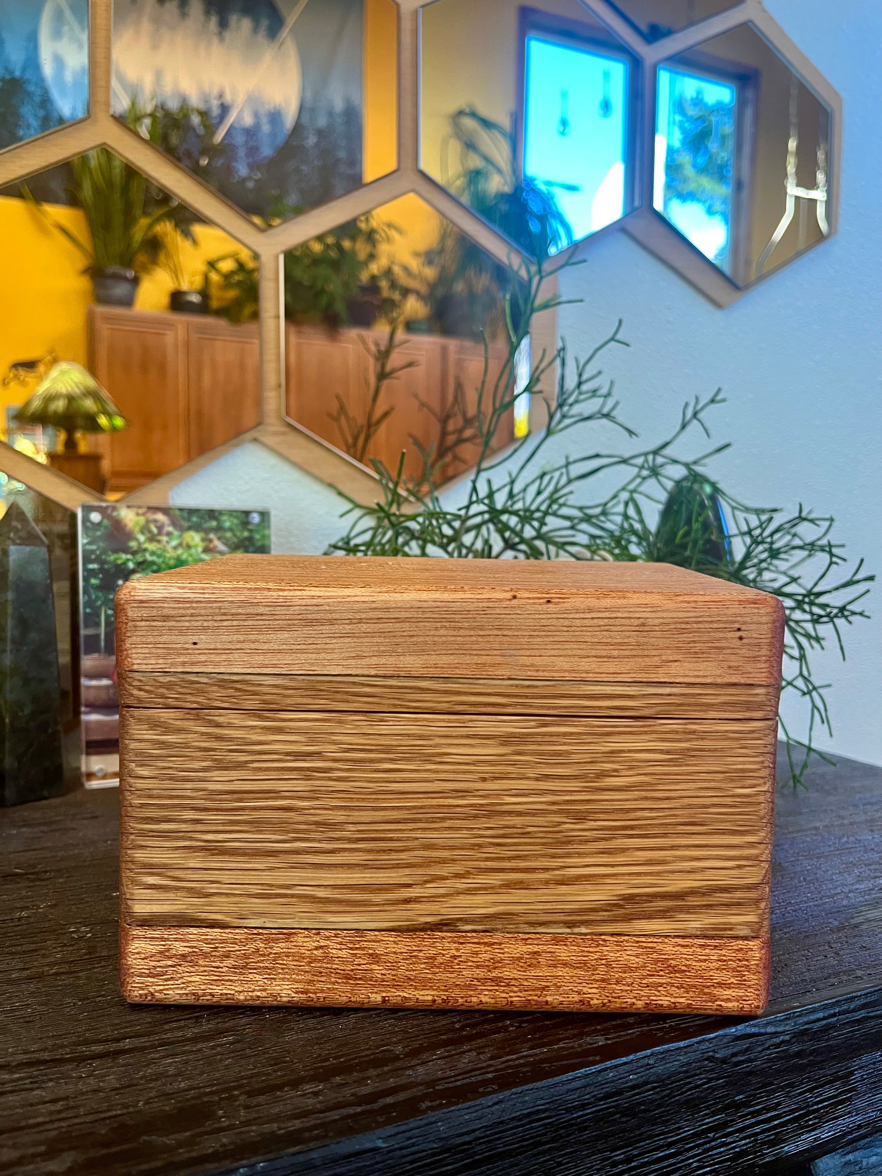 Treasure Chest Keepsake Box in Oak & Reclaimed Mahogany with Brass Hinges