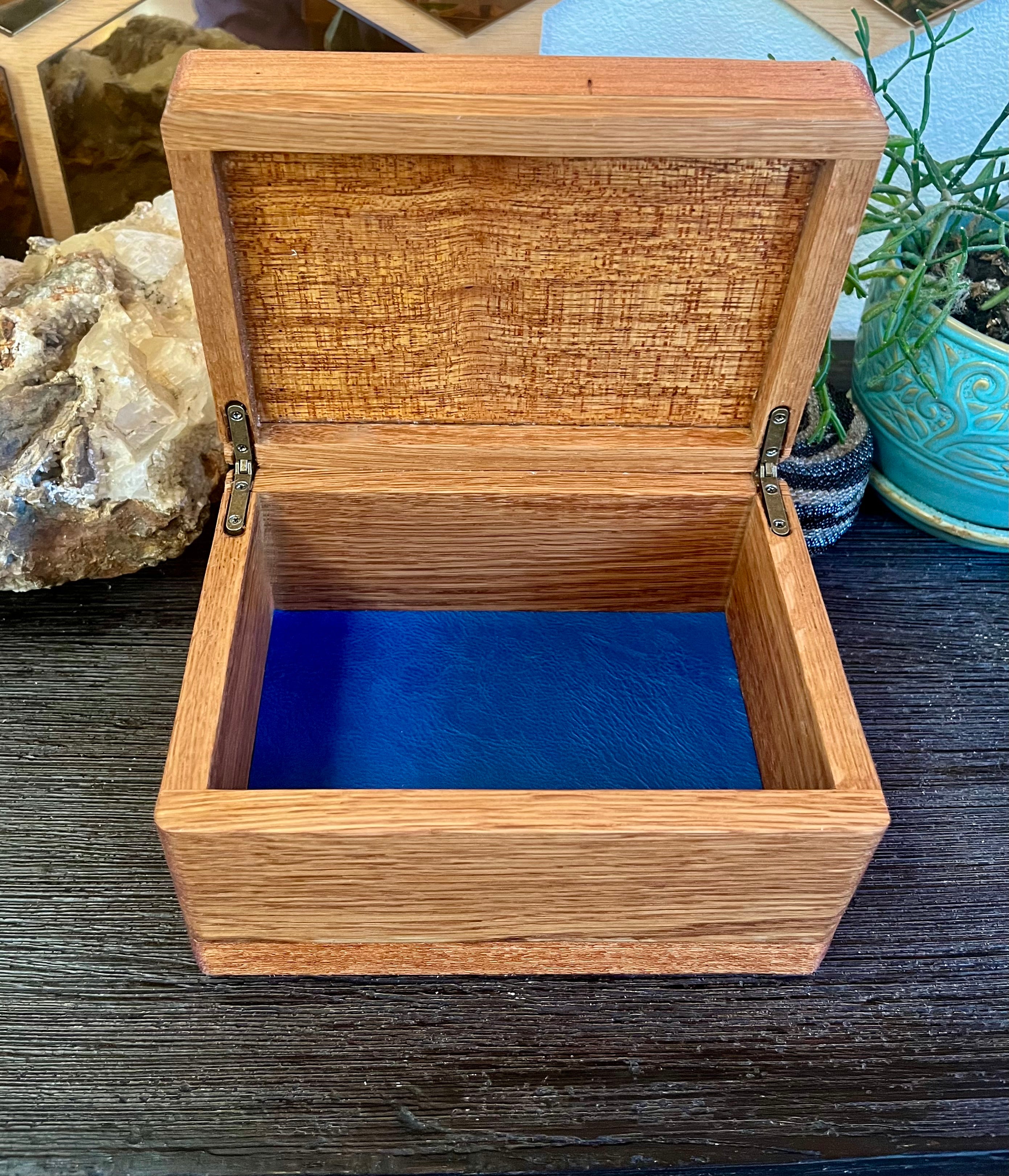 Treasure Chest Keepsake Box in Oak & Reclaimed Mahogany with Brass Hinges