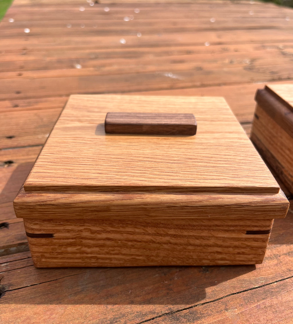 Custom Wooden Ring Box Set – Matching Oak & Walnut Wedding Ring Boxes, Handmade Keepsake Boxes