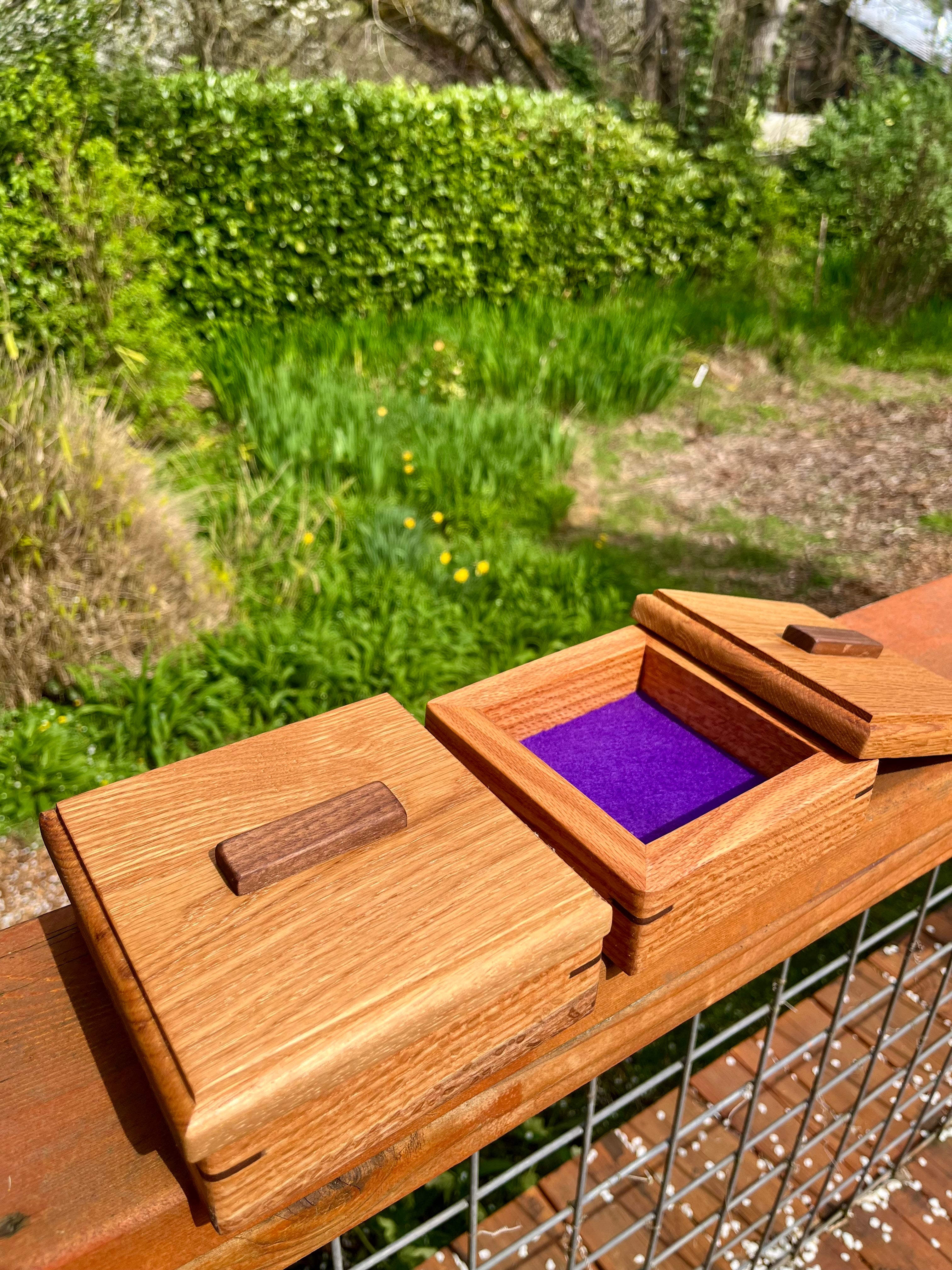 Custom Wooden Ring Box Set – Matching Oak & Walnut Wedding Ring Boxes, Handmade Keepsake Boxes