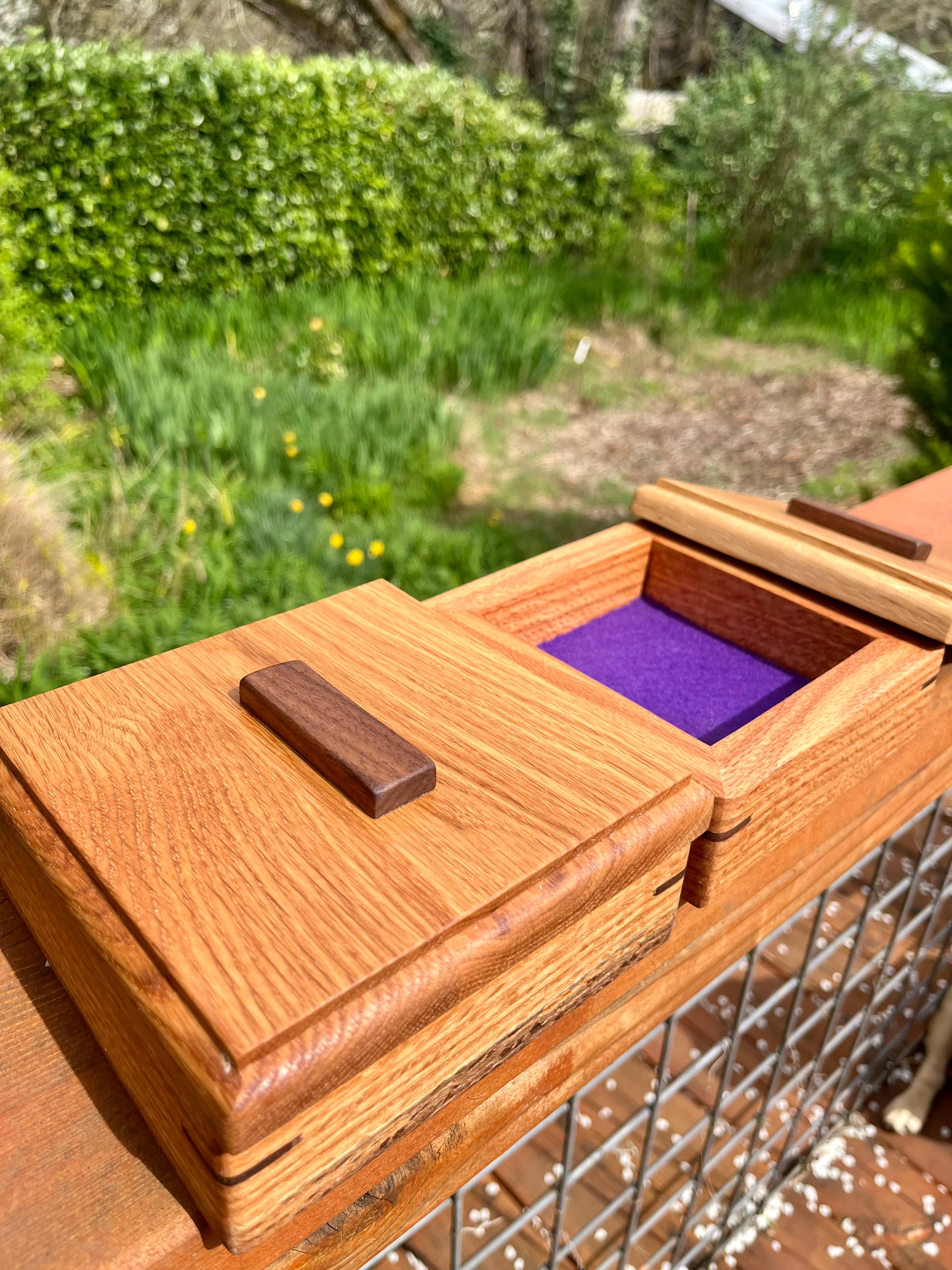 Custom Wooden Ring Box Set – Matching Oak & Walnut Wedding Ring Boxes, Handmade Keepsake Boxes