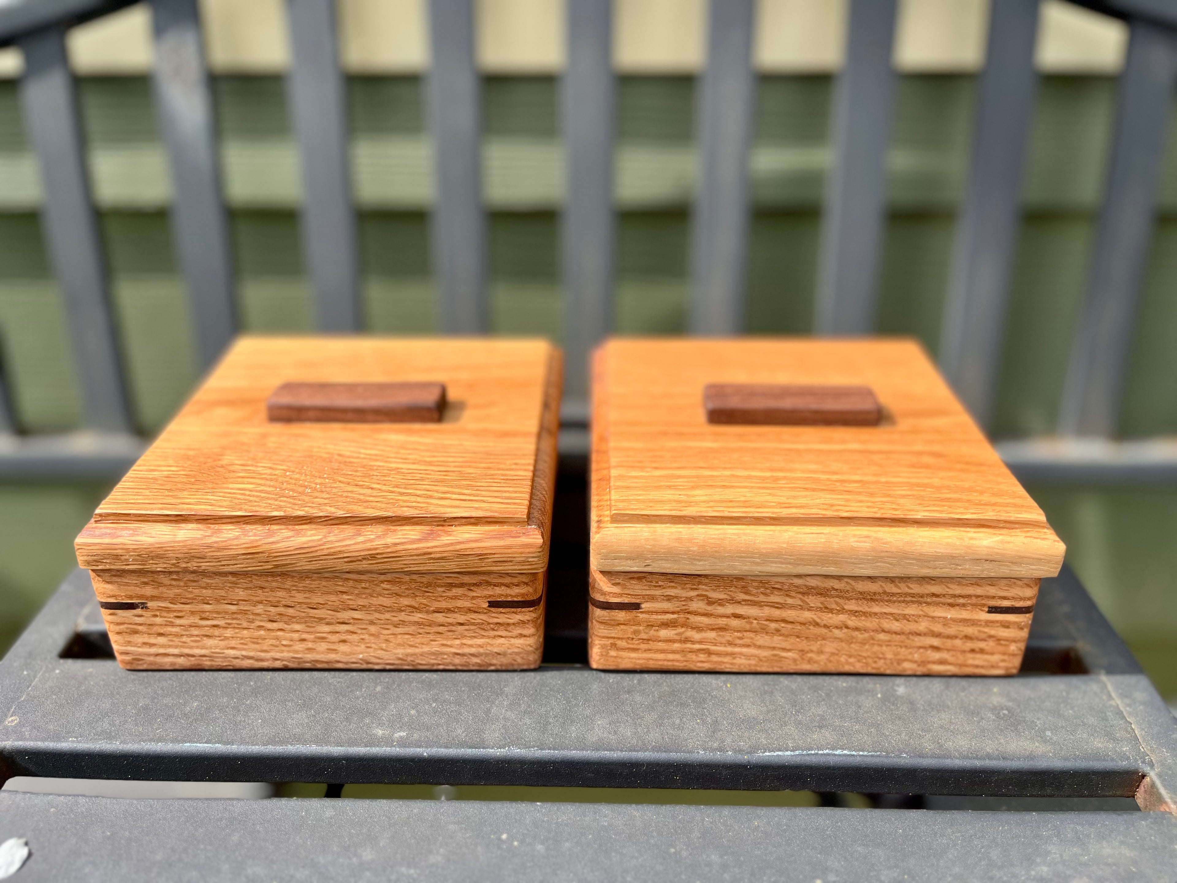 Custom Wooden Ring Box Set – Matching Oak & Walnut Wedding Ring Boxes, Handmade Keepsake Boxes